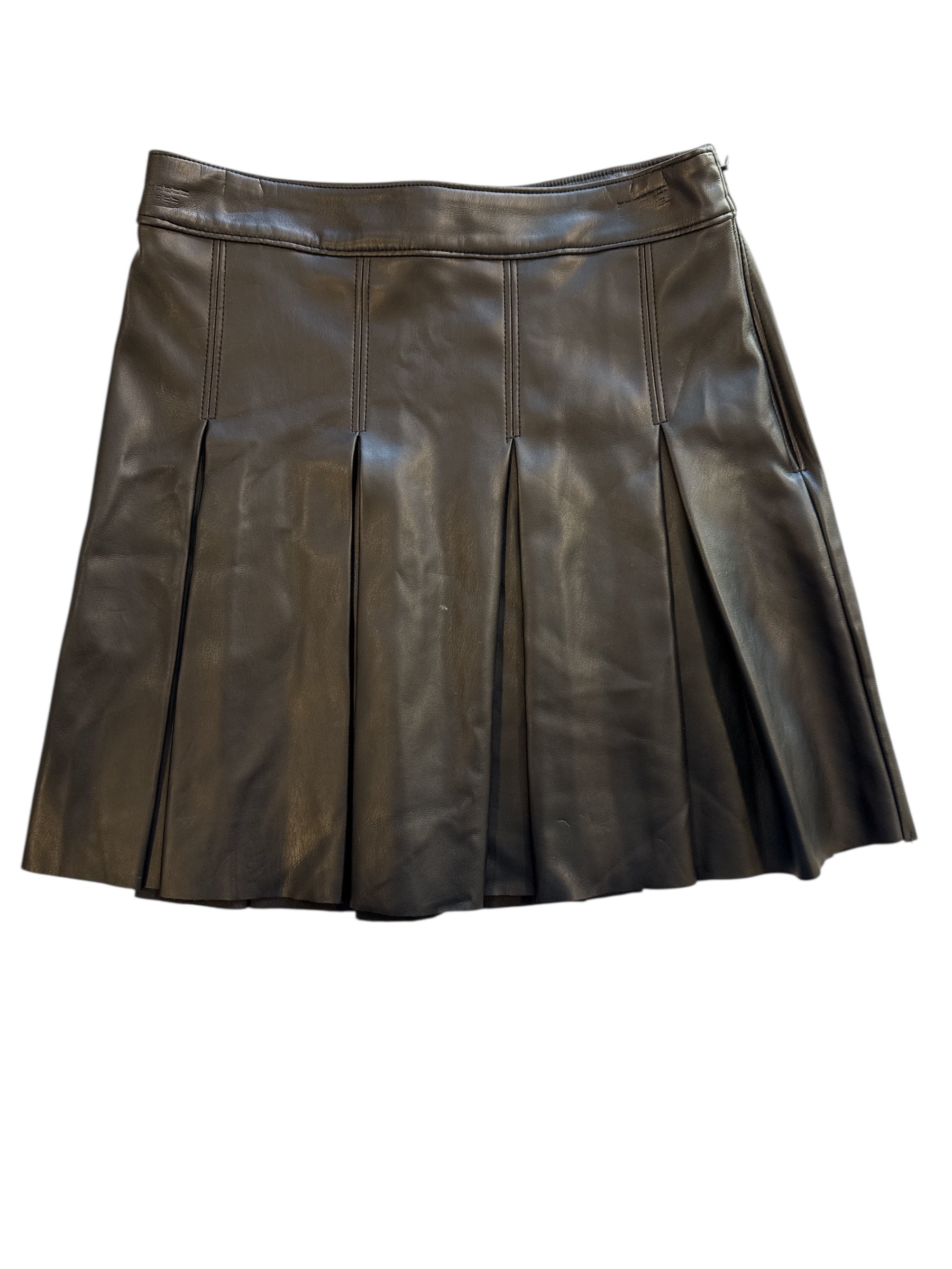 black hollister pleather pleated skirt, xs