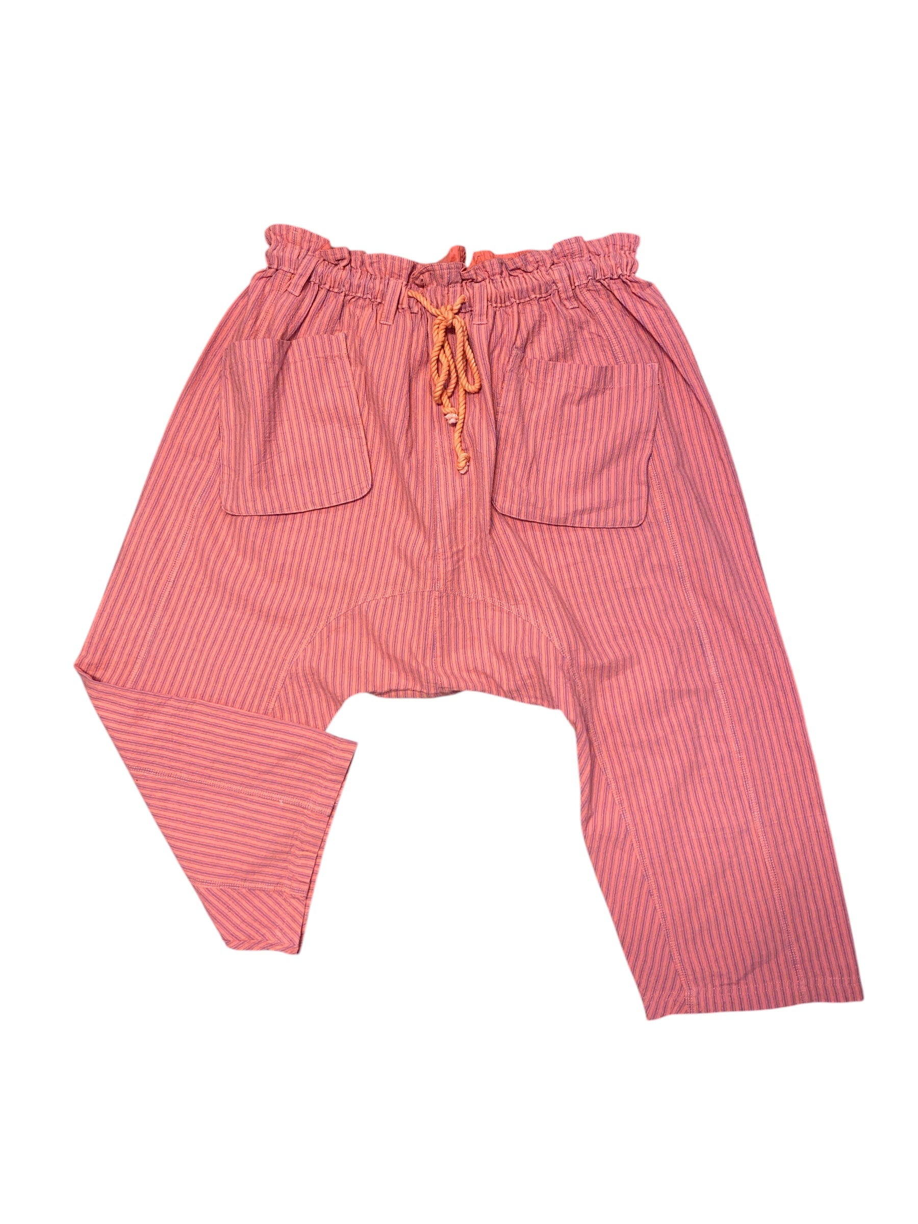 Pink purple Free people Striped tie waistband crotch pants, S