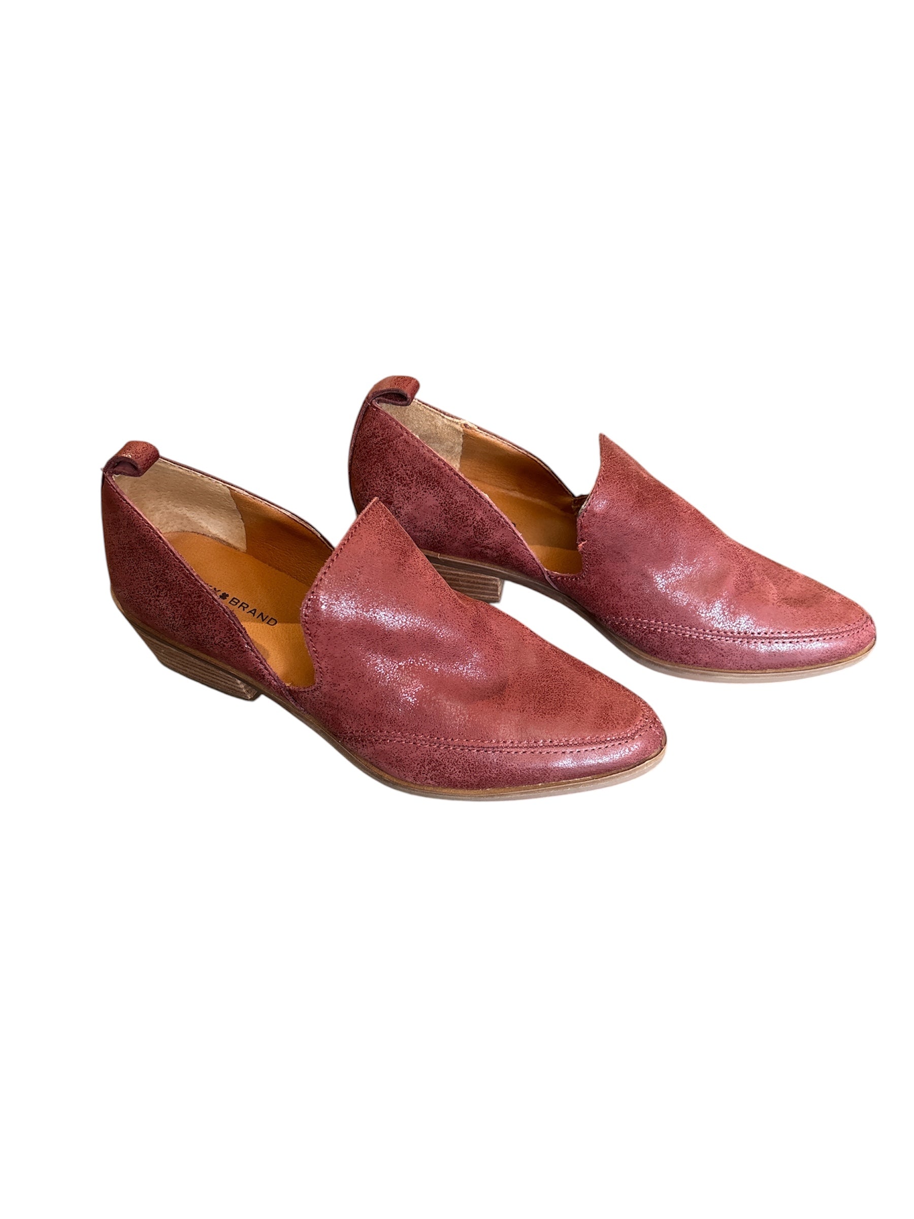 red lucky brand pointy heel booties, 7.5