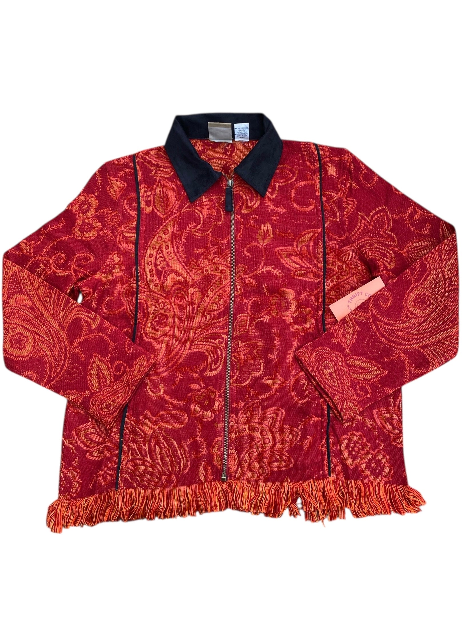 red orange sportelle paisley tapestry zip up, s