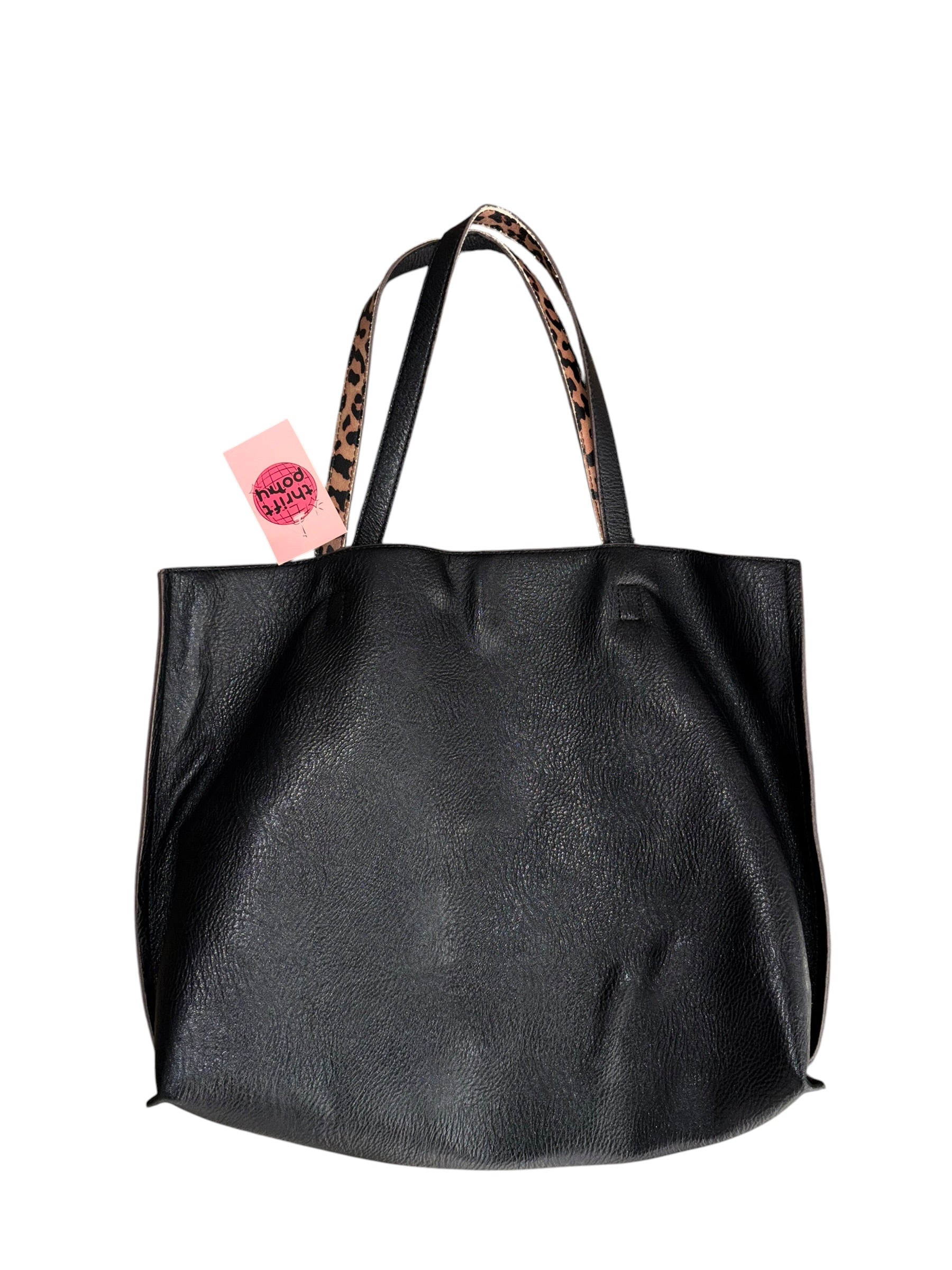 black  leather tote