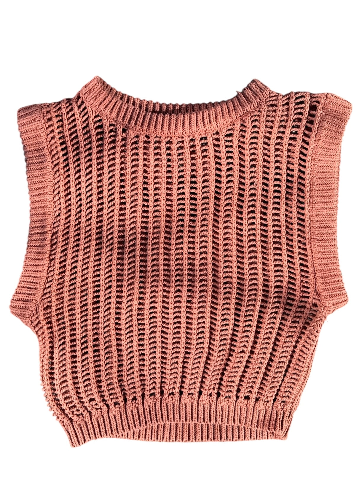 brown deluc crochet sleeveless tank, s