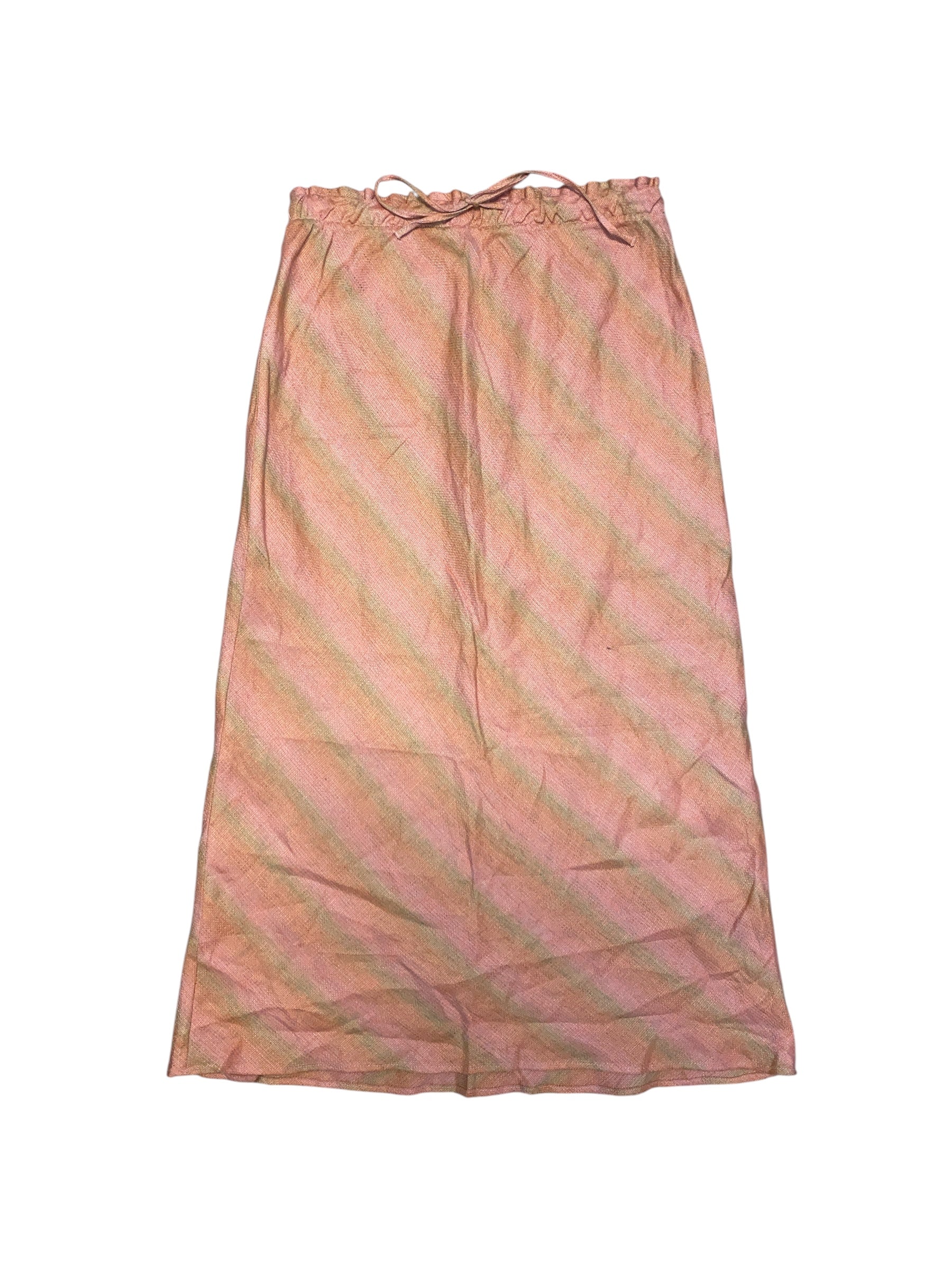pink zara drawstring maxi skirt, S