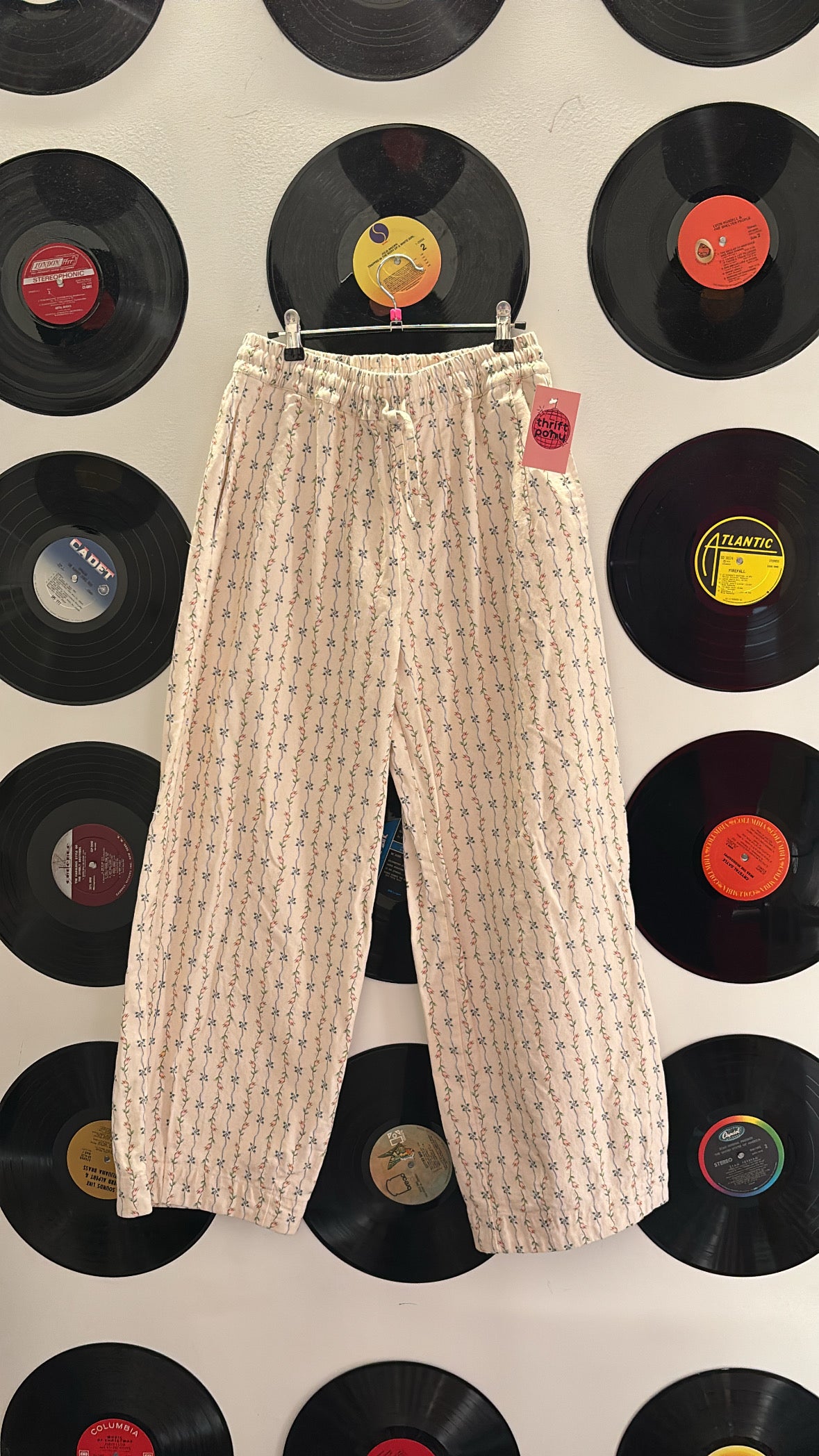 cream multi damson madder floral print cute wide leg pants, 10