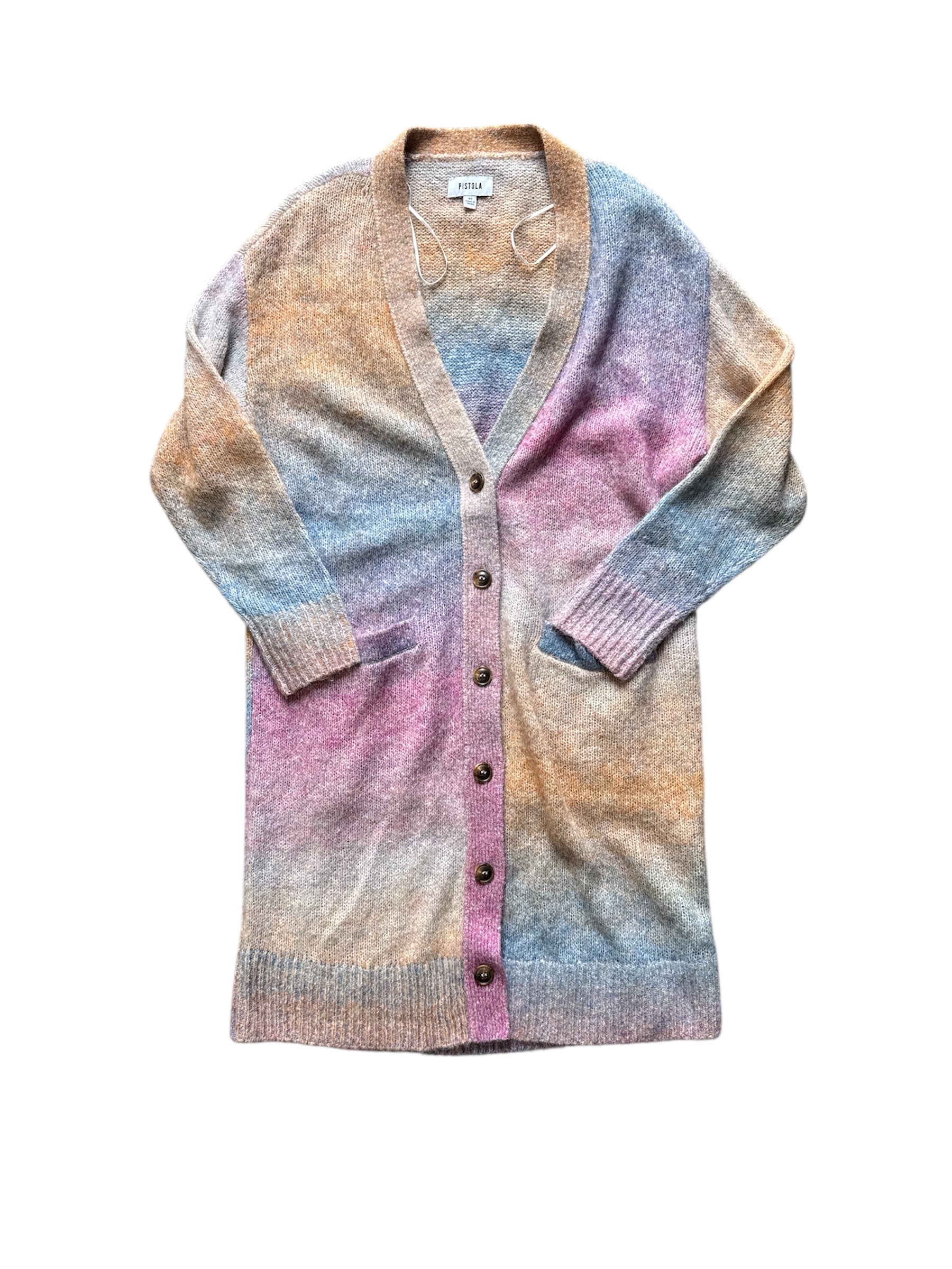orange blue pink pistola ombre cardigan, xs