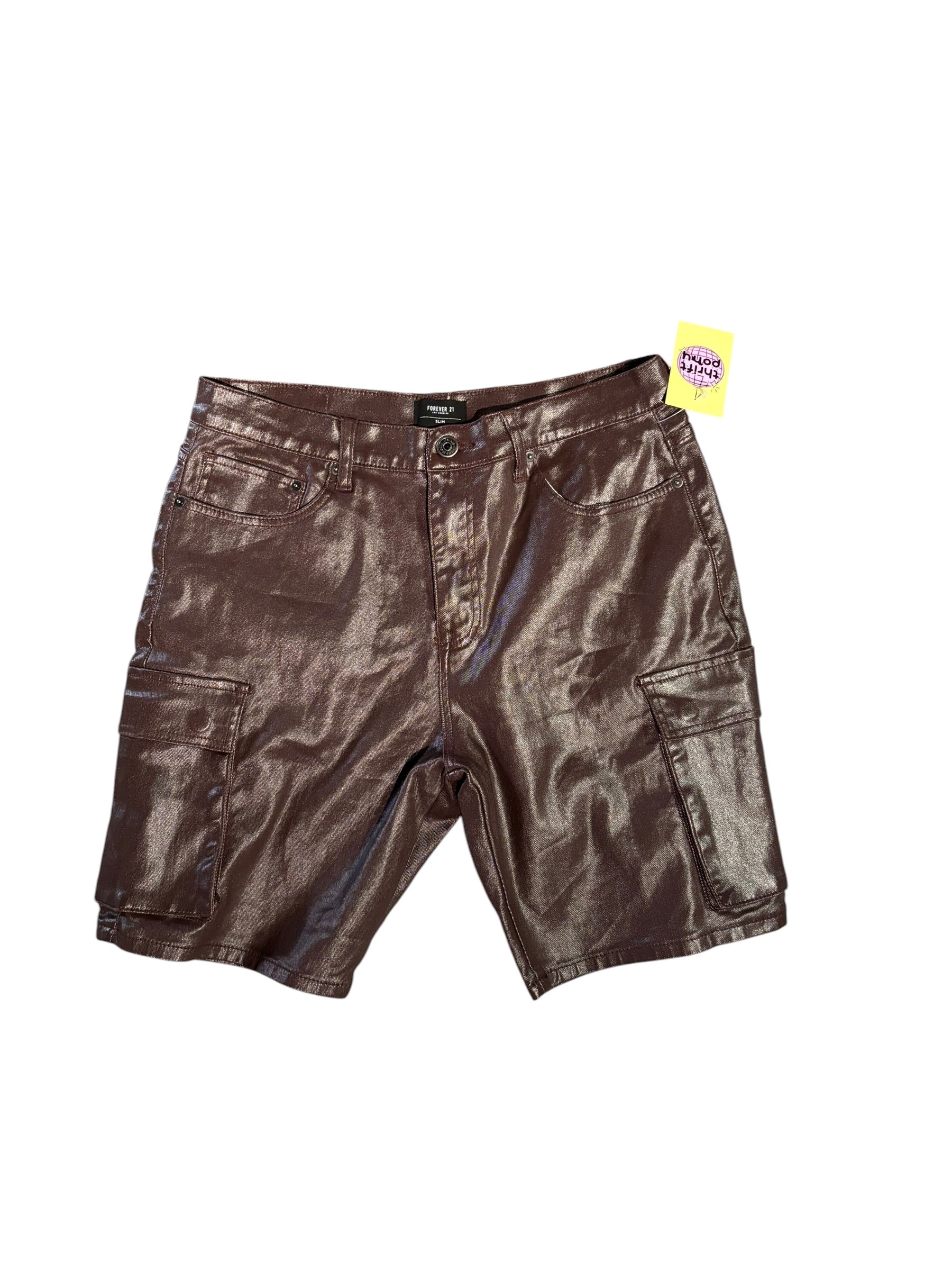 Brown Forever21 Pleather cargo shorts, 33