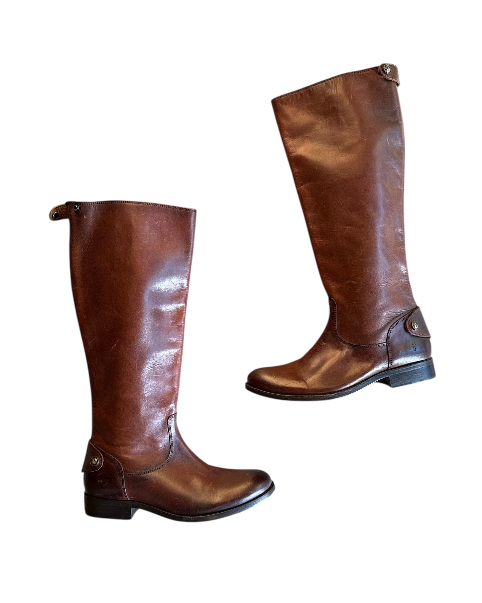 brown frye leather boots, 6