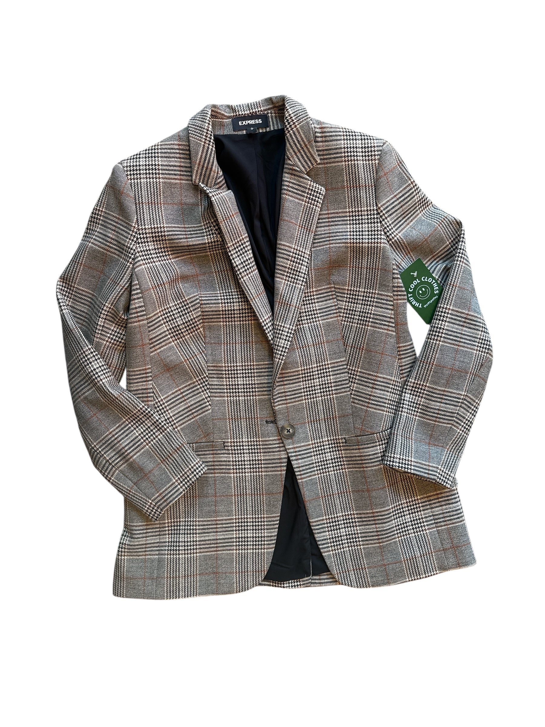 grey black brown express houndstooth blazer, s