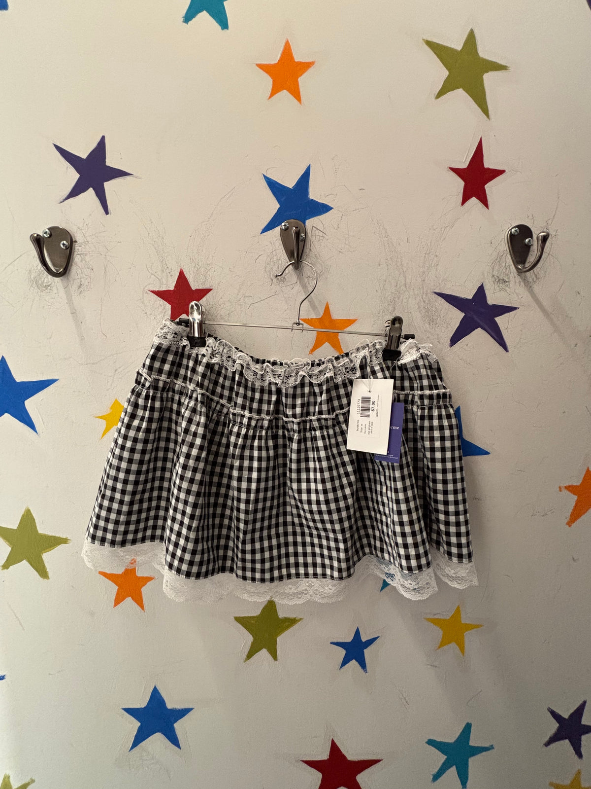 black white burdorme nwt gingham skirt w lace, m