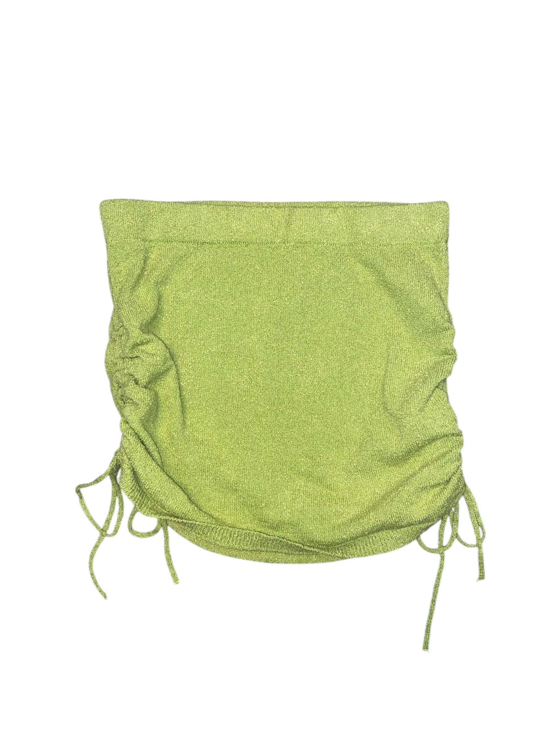 Chartreuse free people knit side string mini skirt, xs