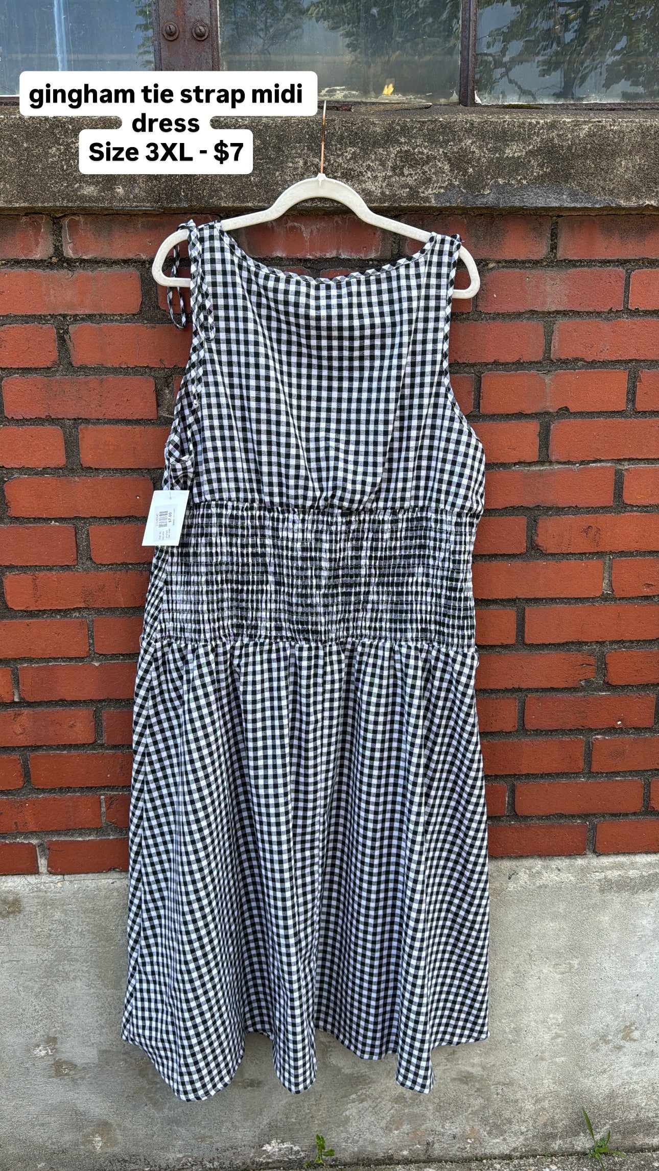 black whtie  gingham maxi dress, 3x