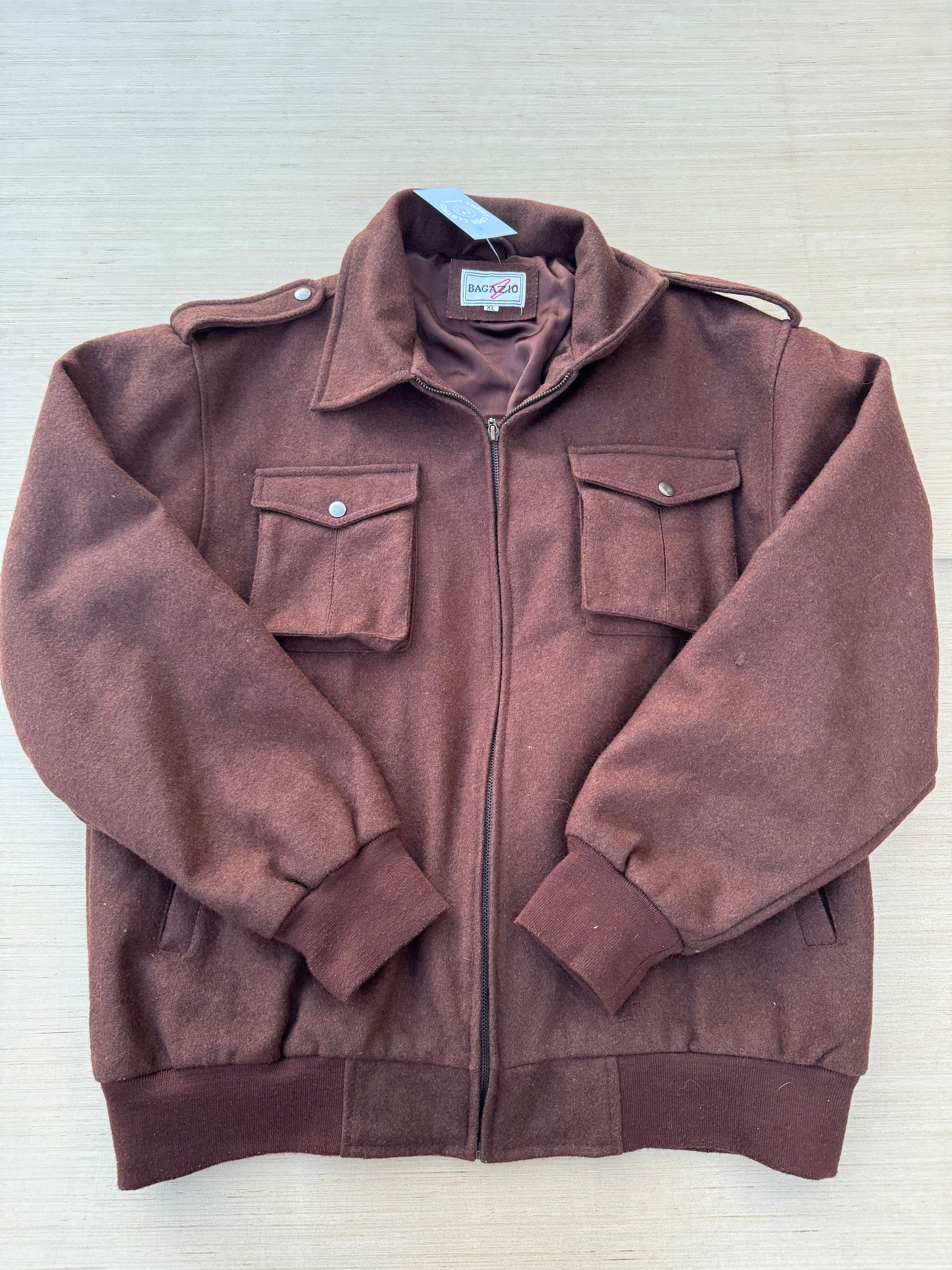 brown bagazio wool bomber jacket, XL