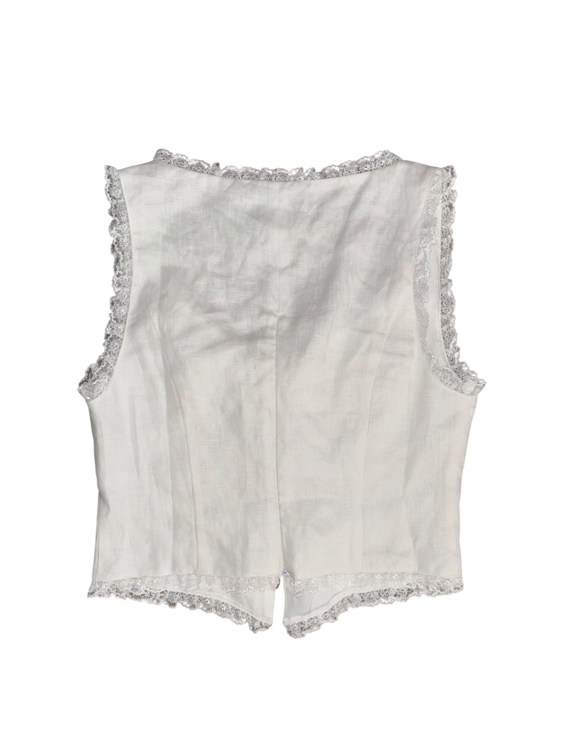 white kourt lace trim tie front tank, 6