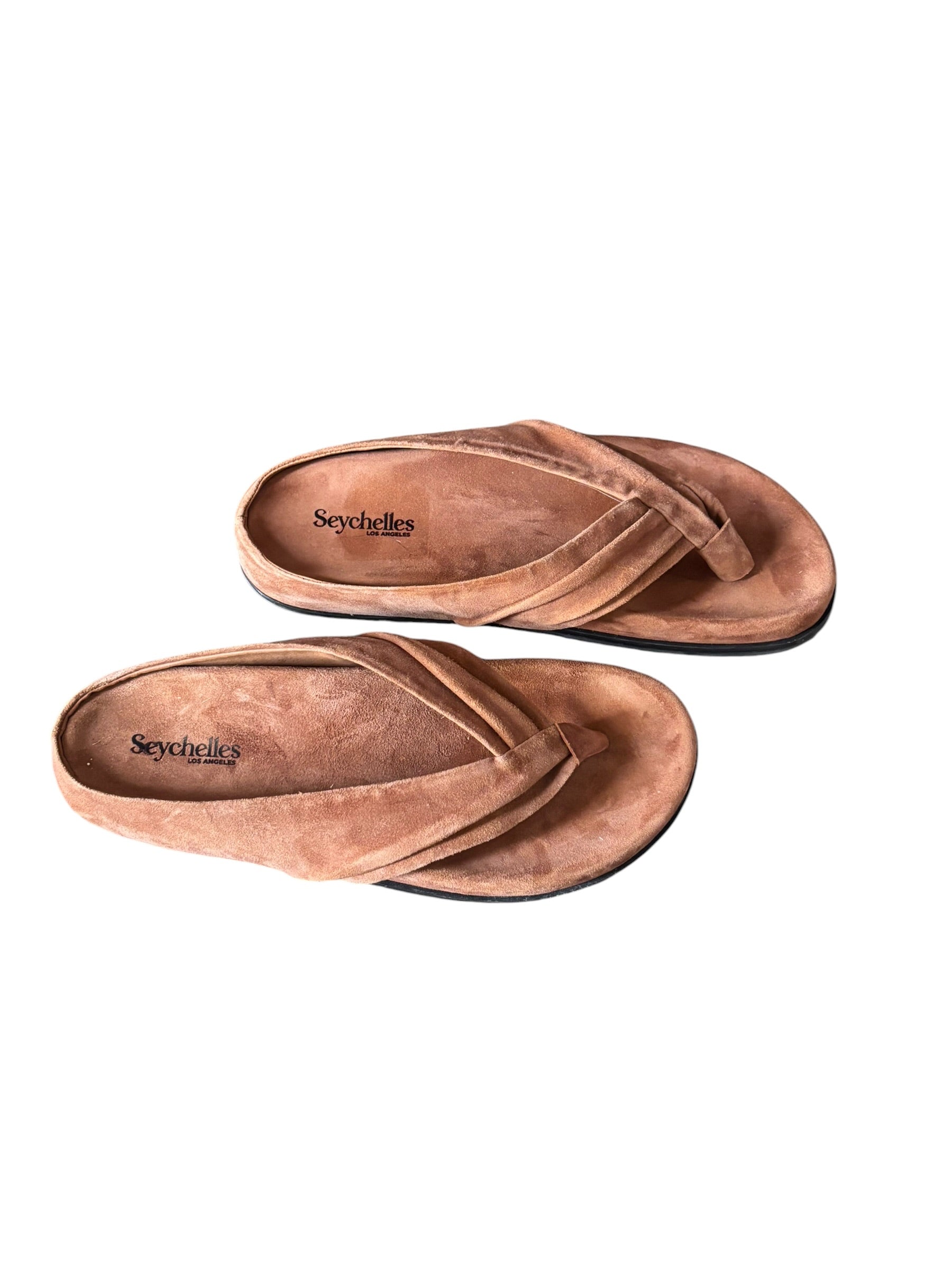 brown seychelle suede flip flops, 9