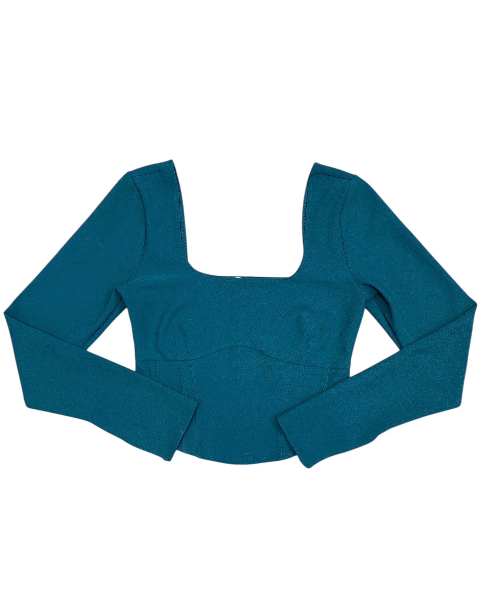 teal abercrombie square neck top, m