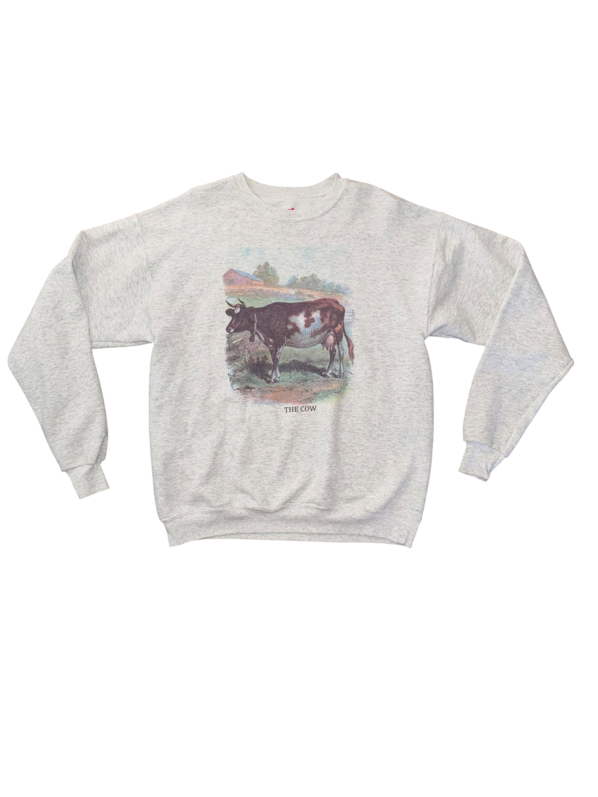 gray hanes heathered the cow crewneck, m