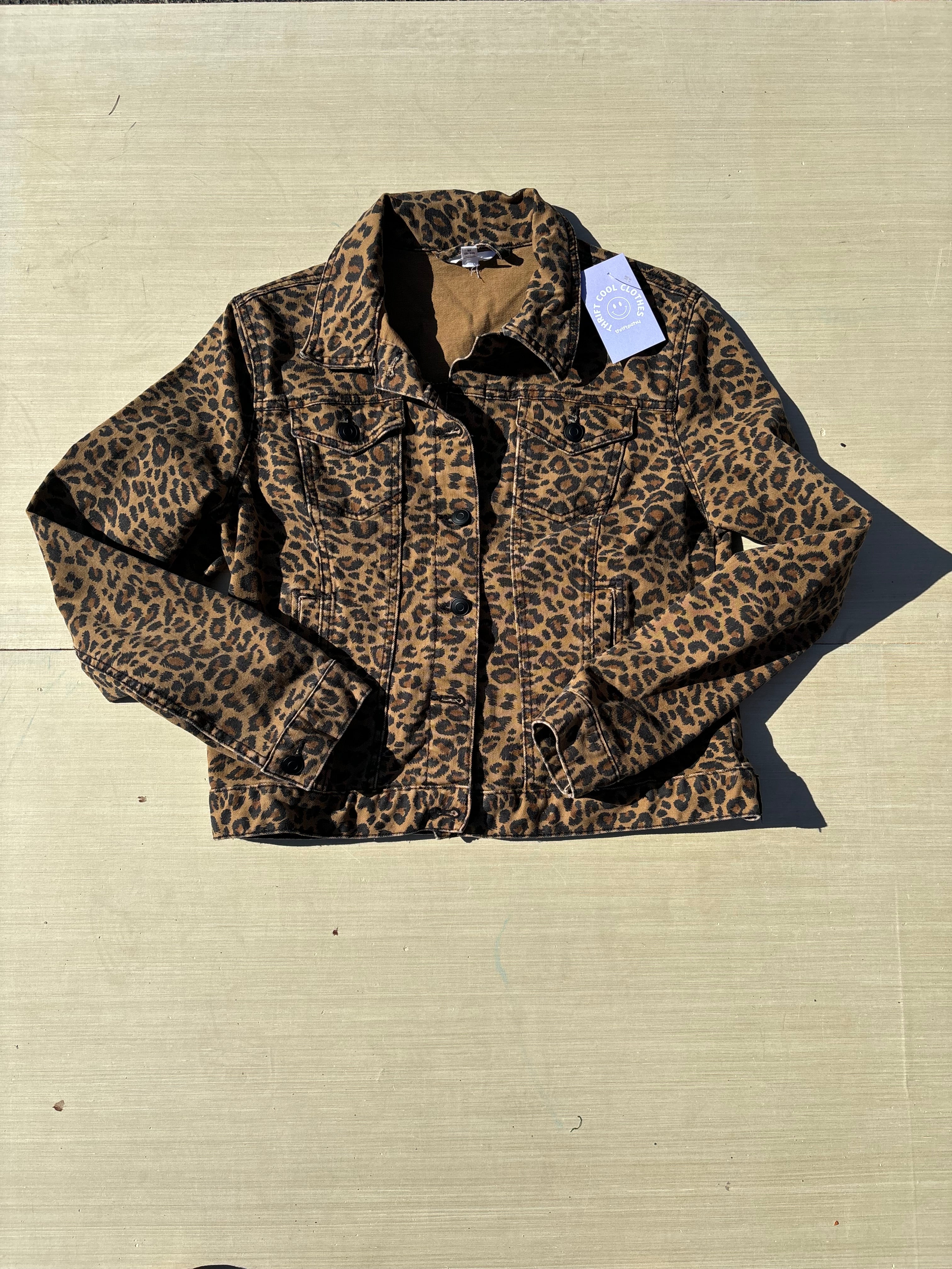 brown time & tru cheetah jacket, m