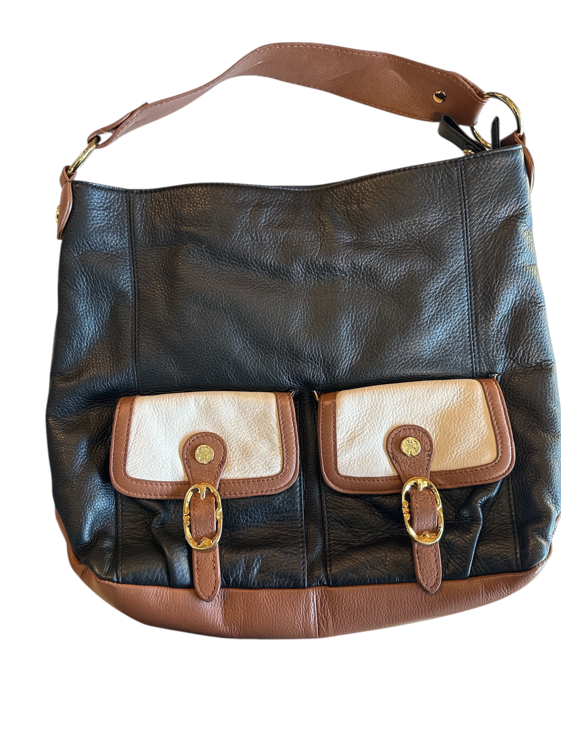 Black brown emma fox leather bag