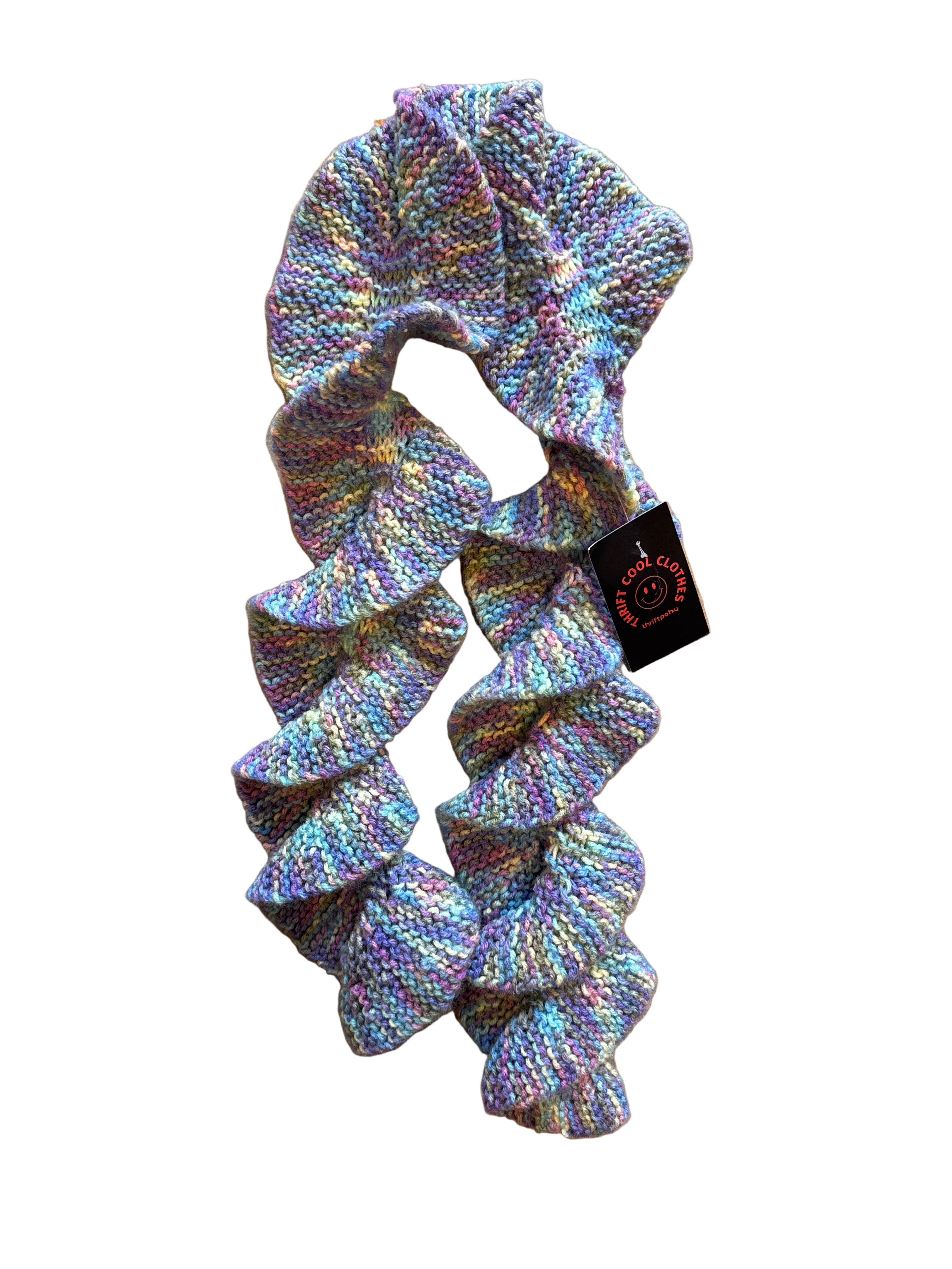 purple green  knit swirl scarf