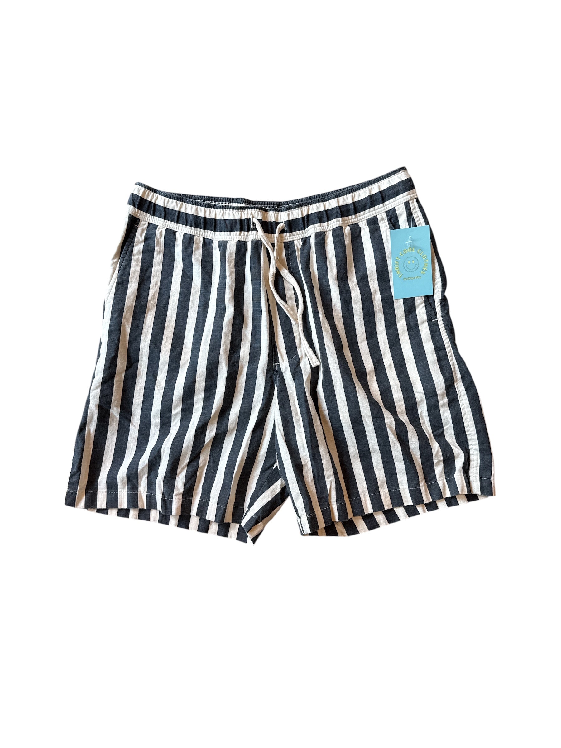 black white  Striped drawstring short, S/M