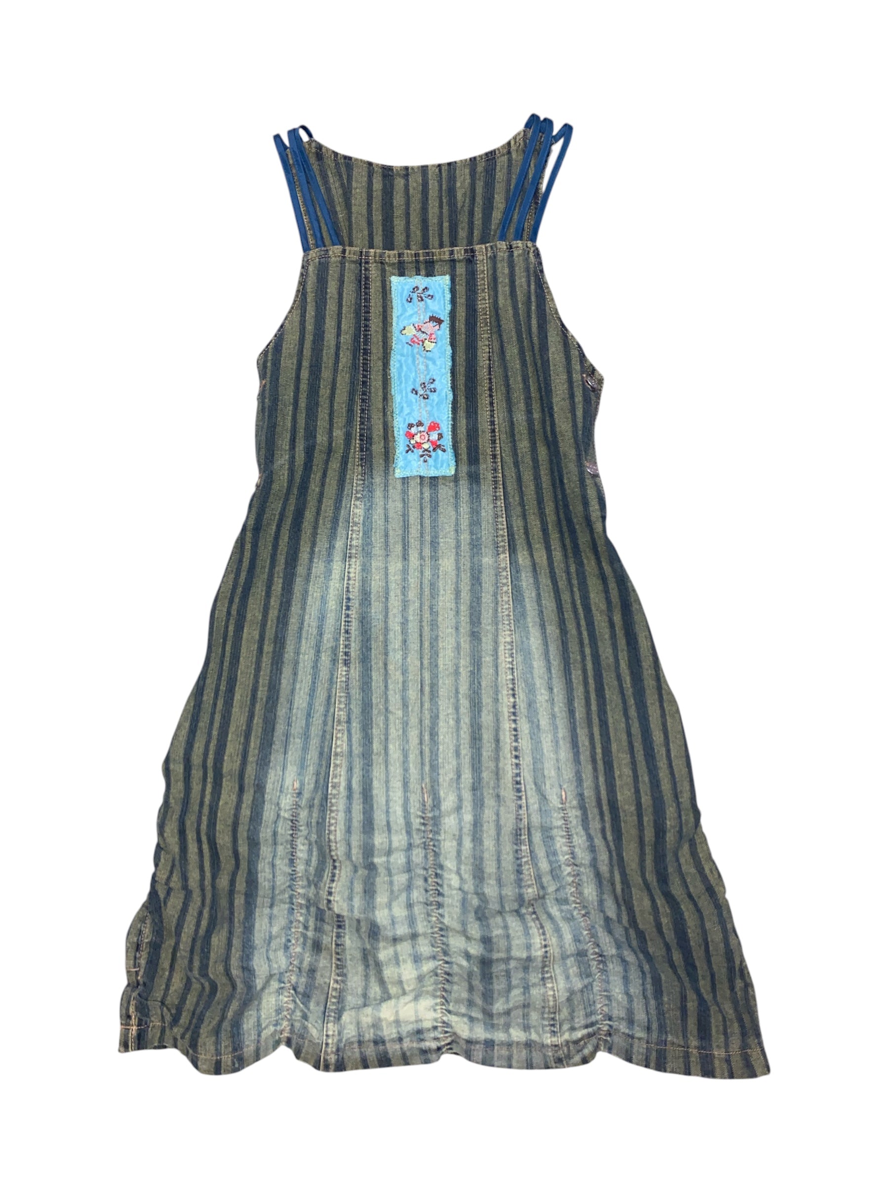 Blue Cake Walk Striped denim dress w patchwork center, XS