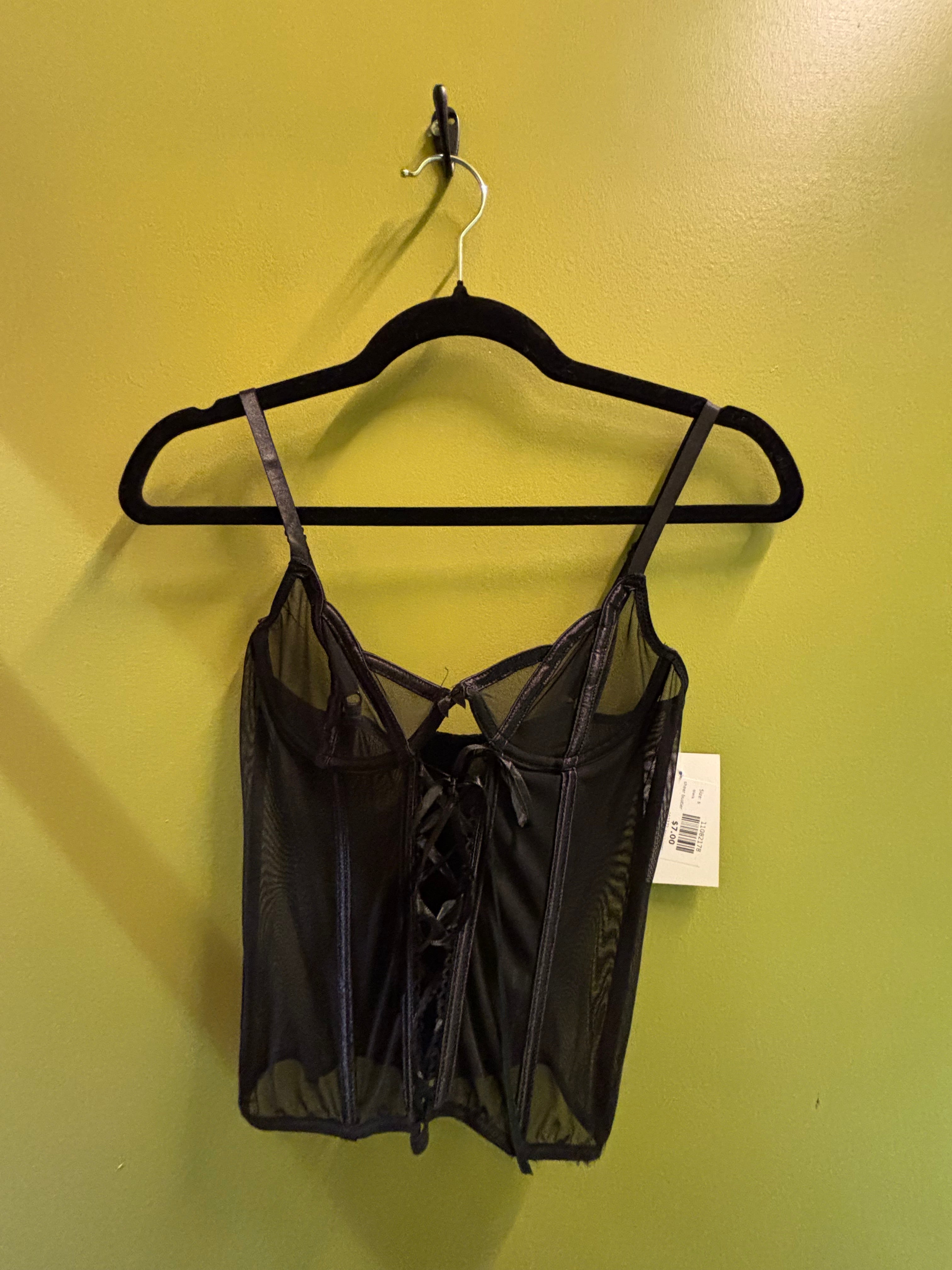 black  sheer bustier, xs