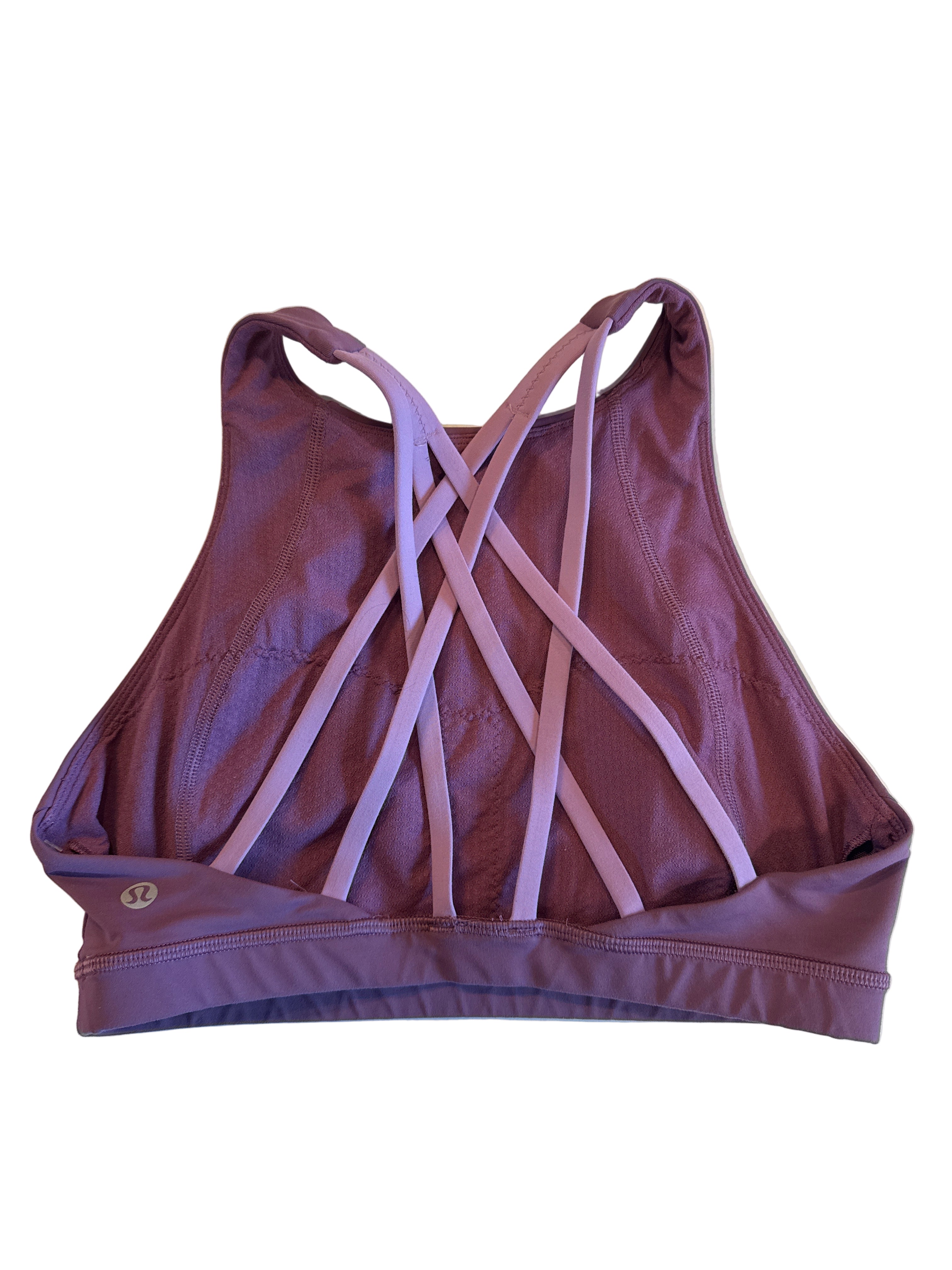 purple lululemon strappy sprots bra, 6