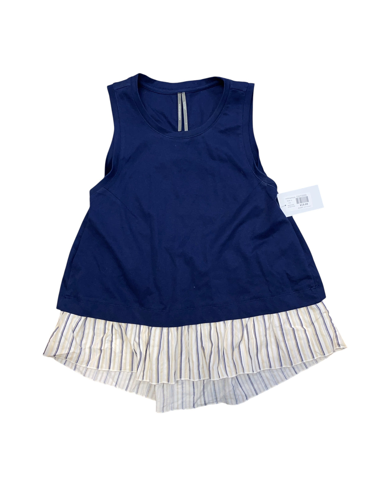 navy Anthropologie tank with stripe trim, s