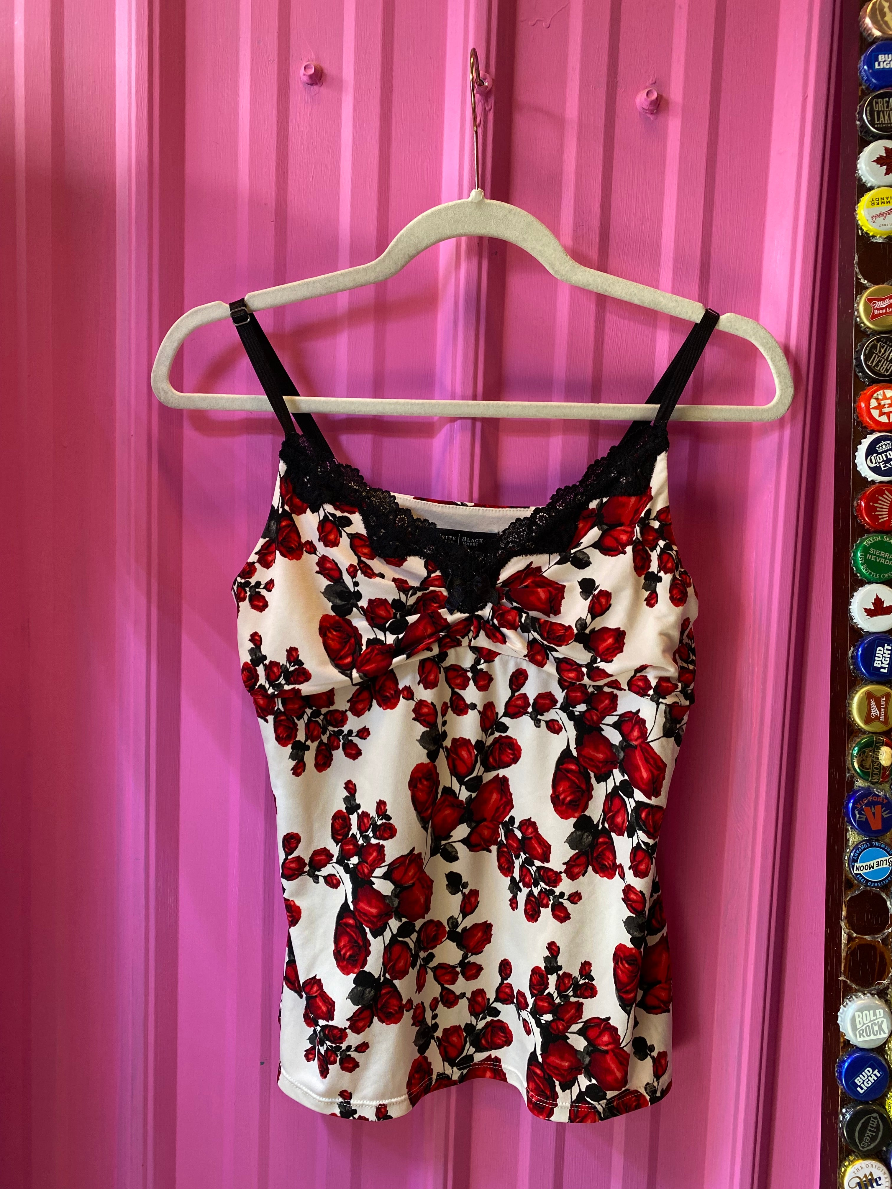 white red black white house black market rose lace tank, m