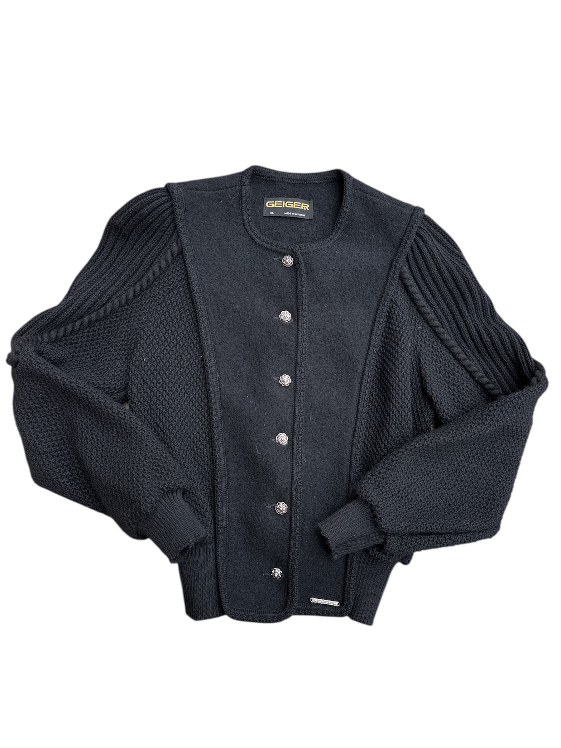 black geiger knit button down cardigan, 36 (fits like XS)