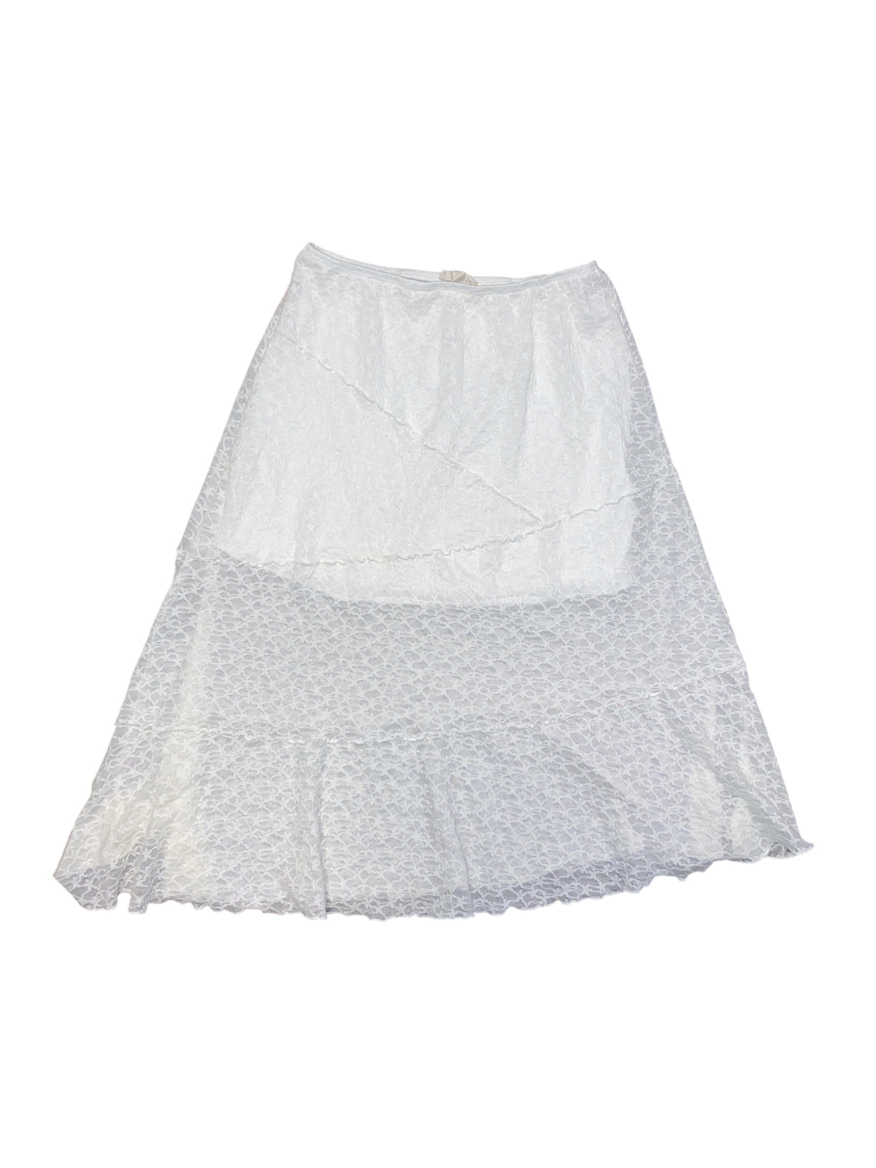 cream see you monday lace floral skirt, L