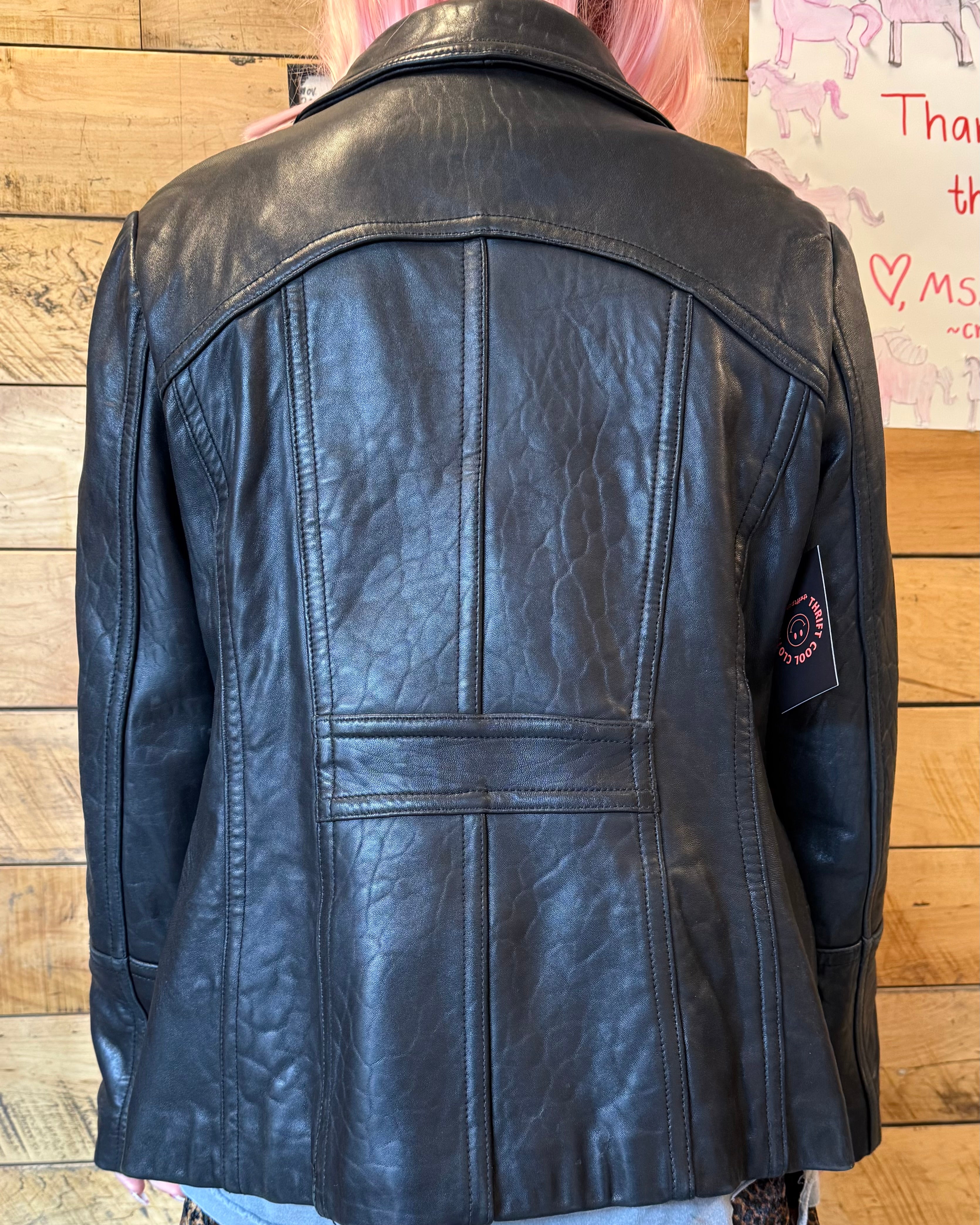 black jones new york leather button jacket, xl