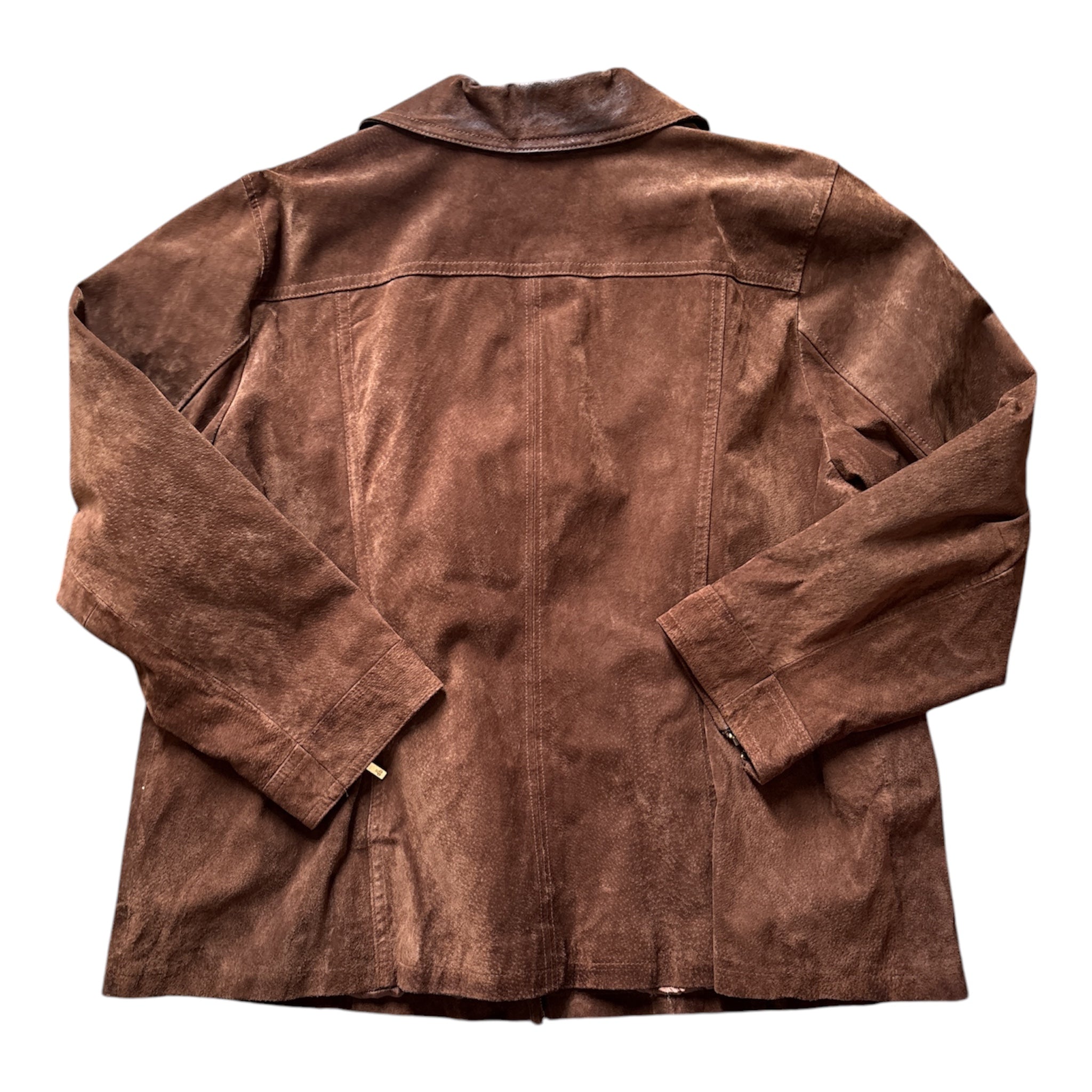 brown dennis basso suede leather jacket, 3x