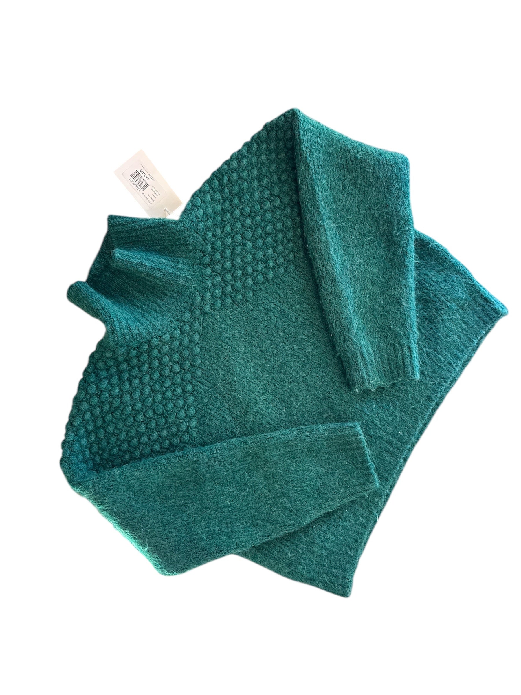 green free people textured turtleneck sweater, m