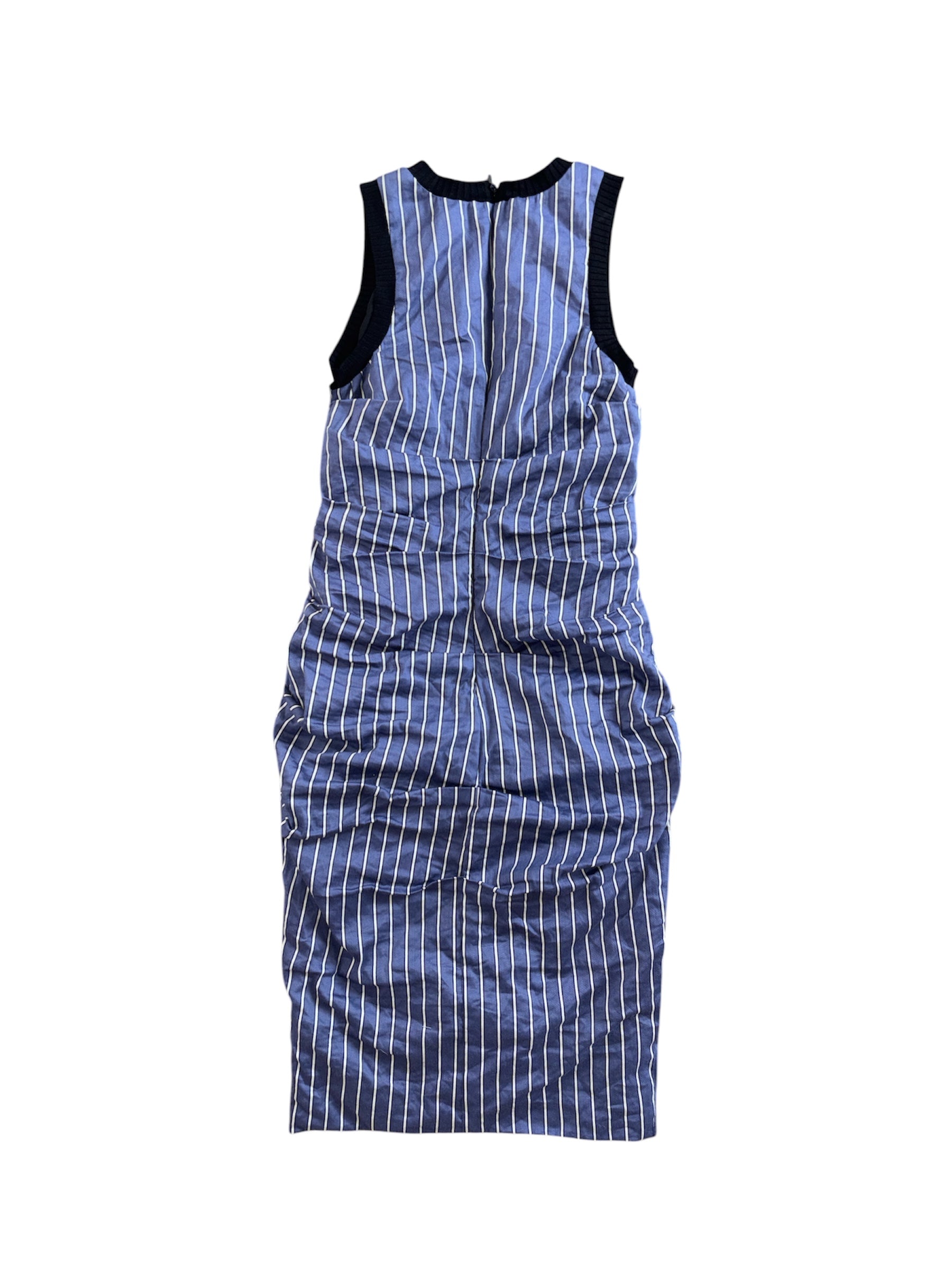 blue black Nicole Miller striped rouched dress, 4
