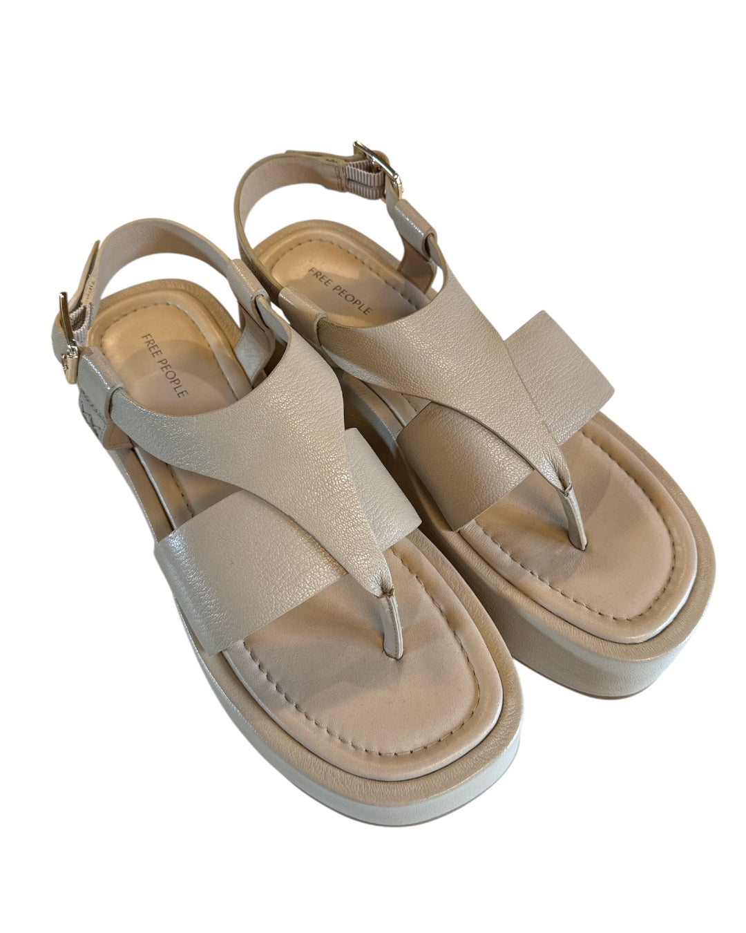 Cream Free people Platform strappy leather sandals, 9