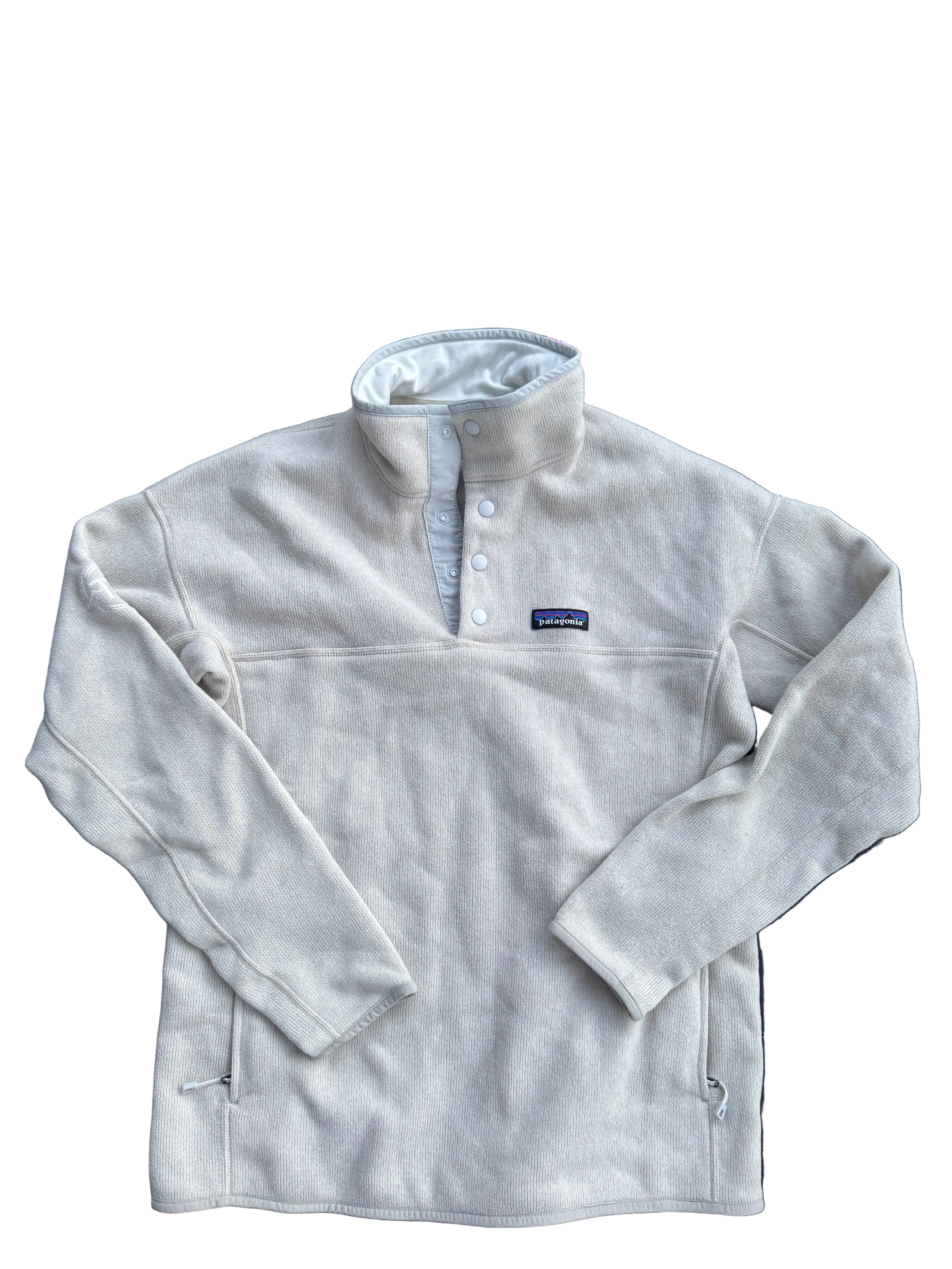 cream patagonia fleece pullover, m