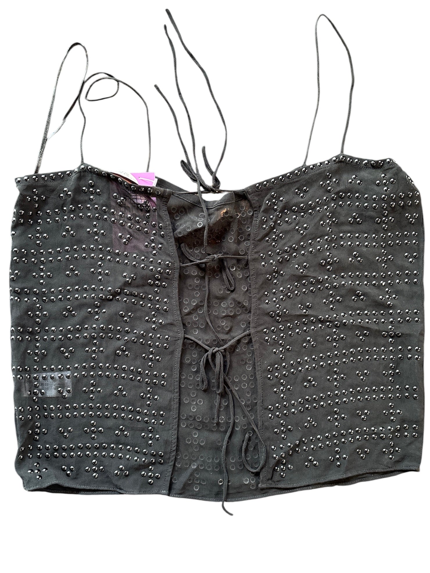 black zara beaded cami top, m