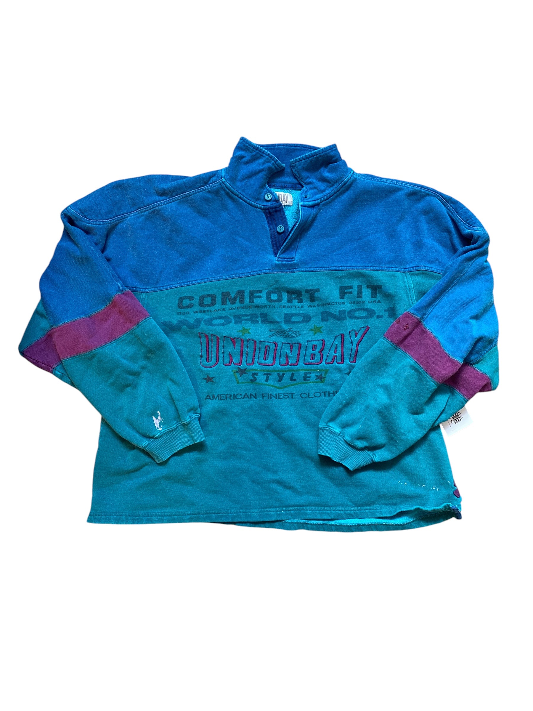 Blue green Unionbay Comfort fit collared sweatshirt, M