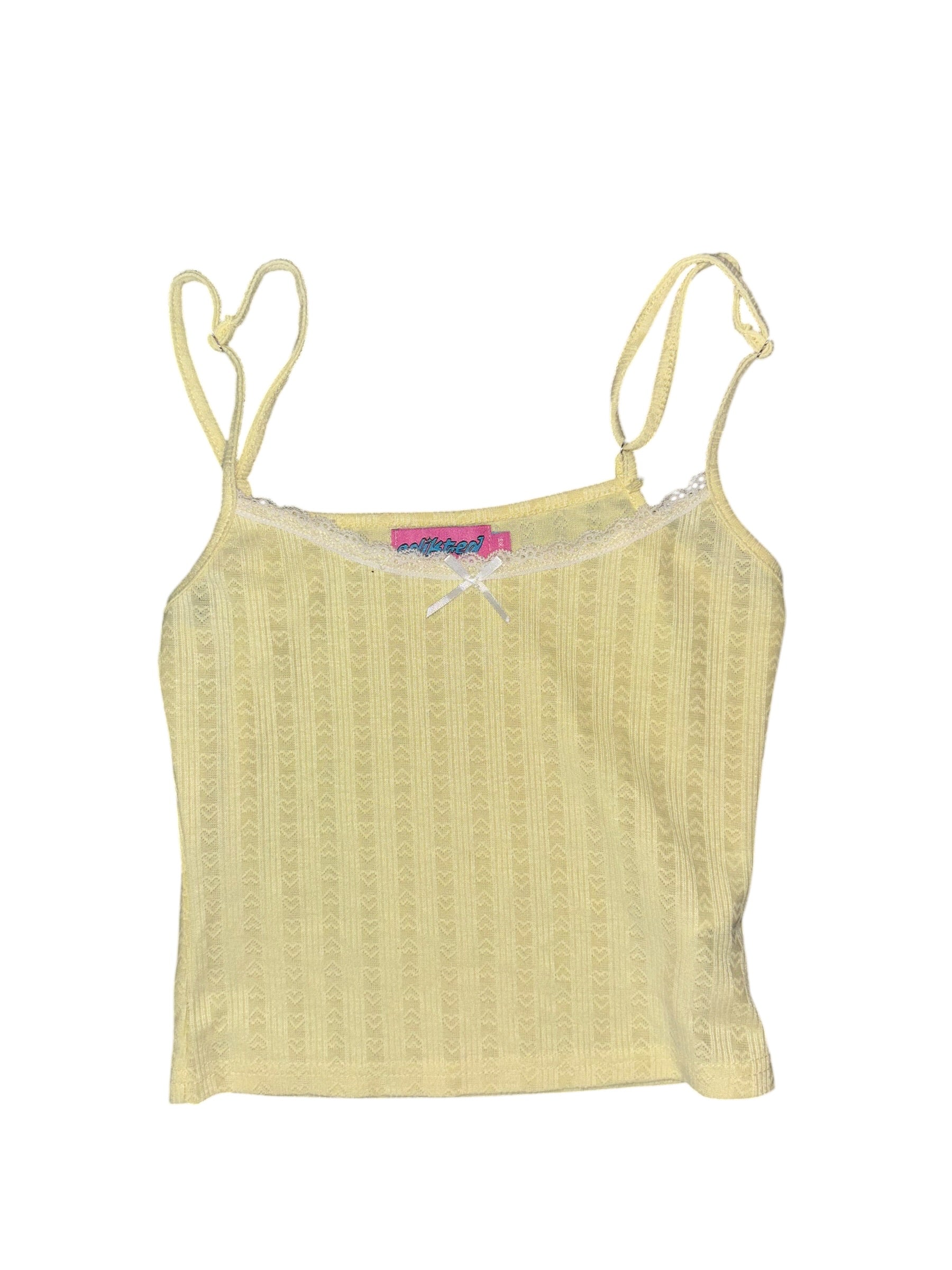 yellow white edikted bow lace cami, xs