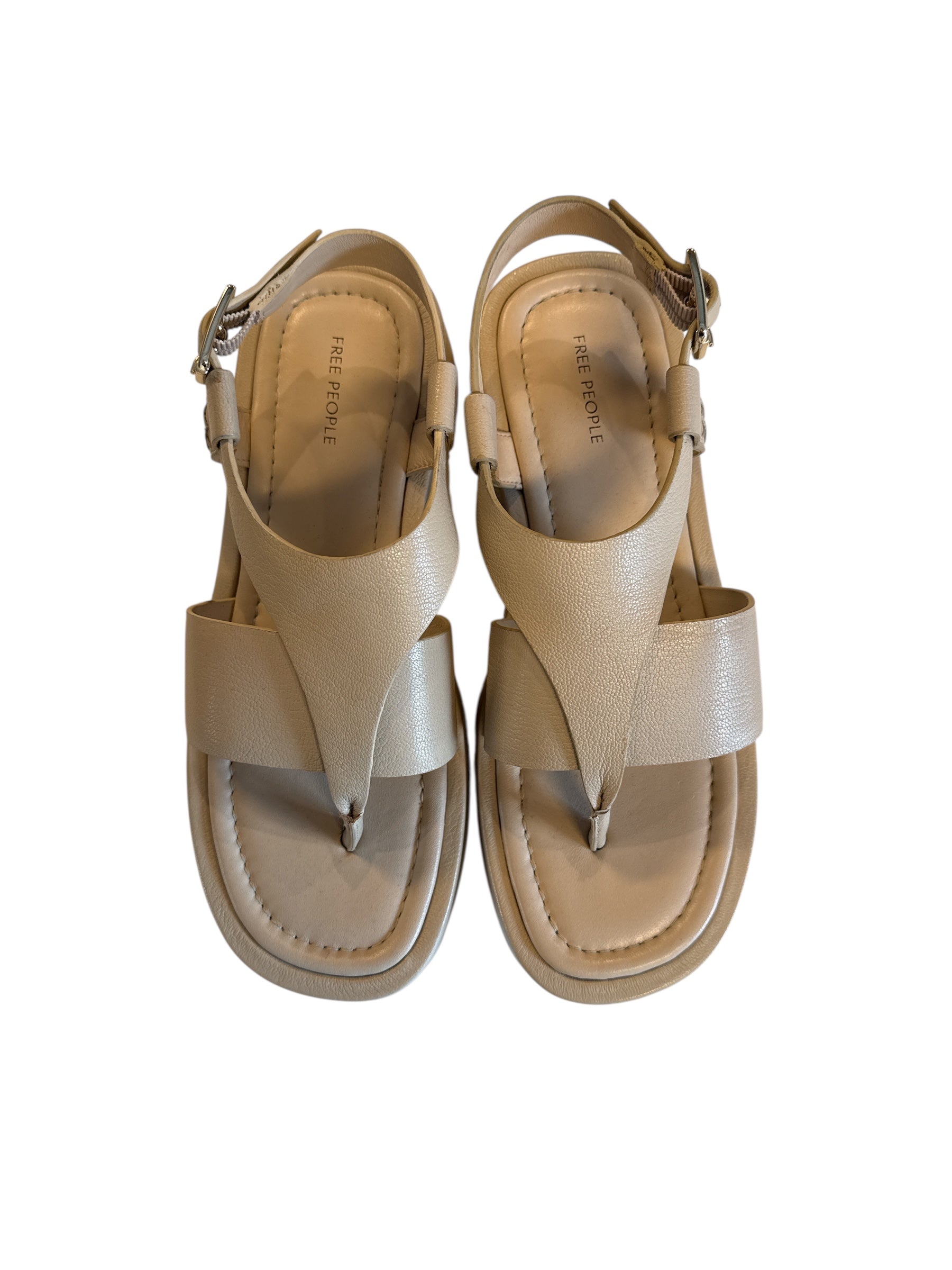 Cream Free people Platform strappy leather sandals, 9