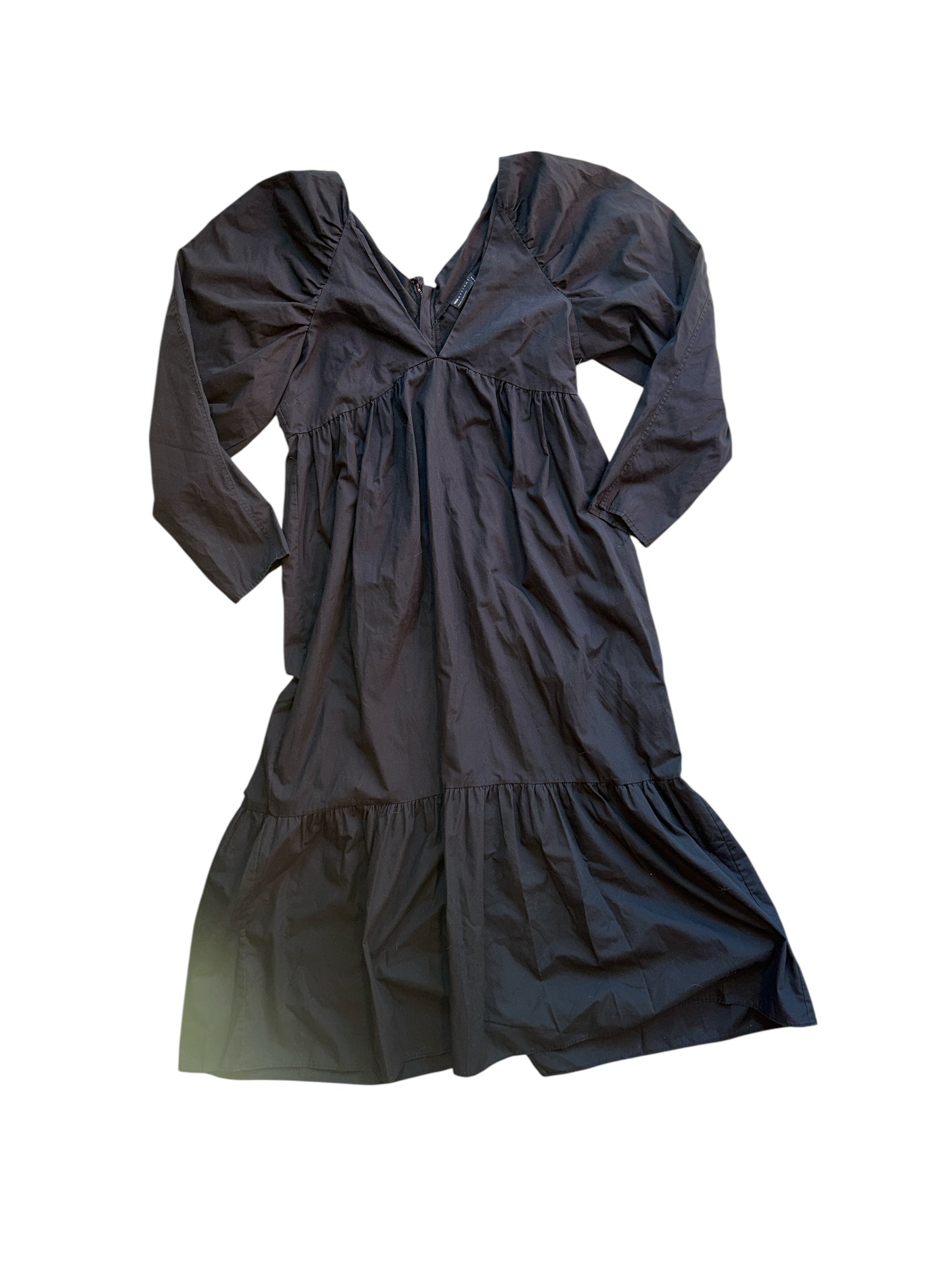 black asos ls babydoll v neck dress, 8