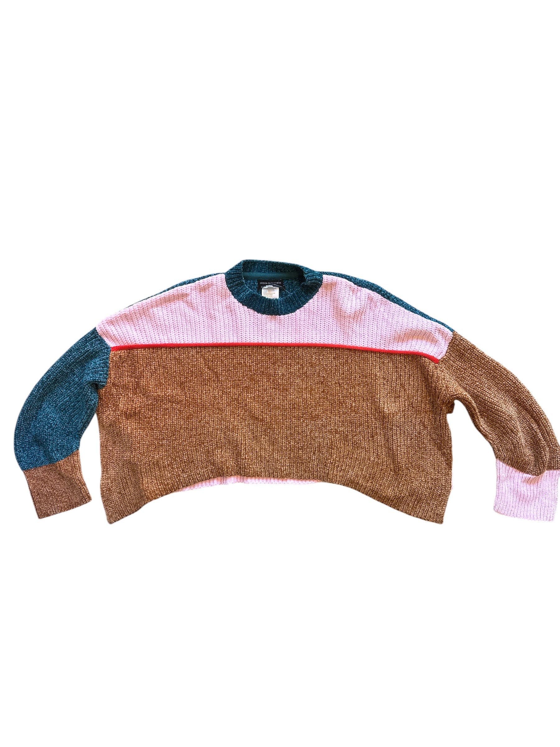 pink blue brown urban outfitters nwt chenille stripe sweater, xs