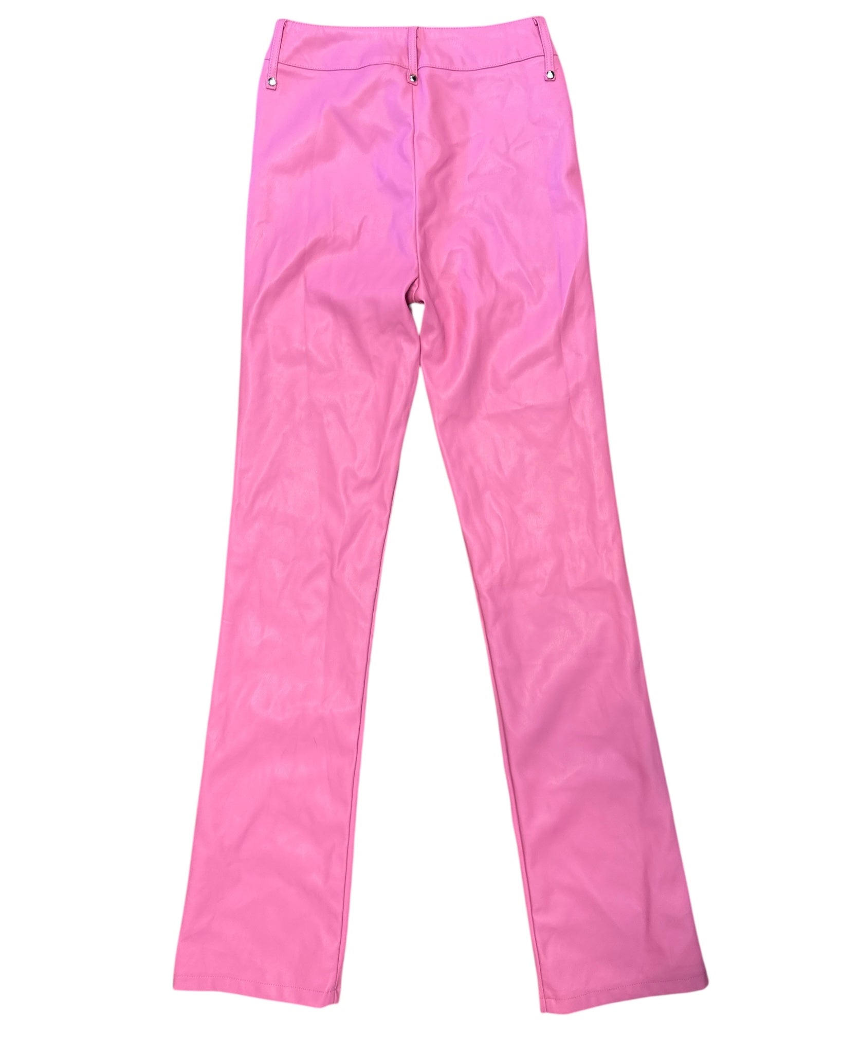 pink i am gia pleather lace up pants, xs