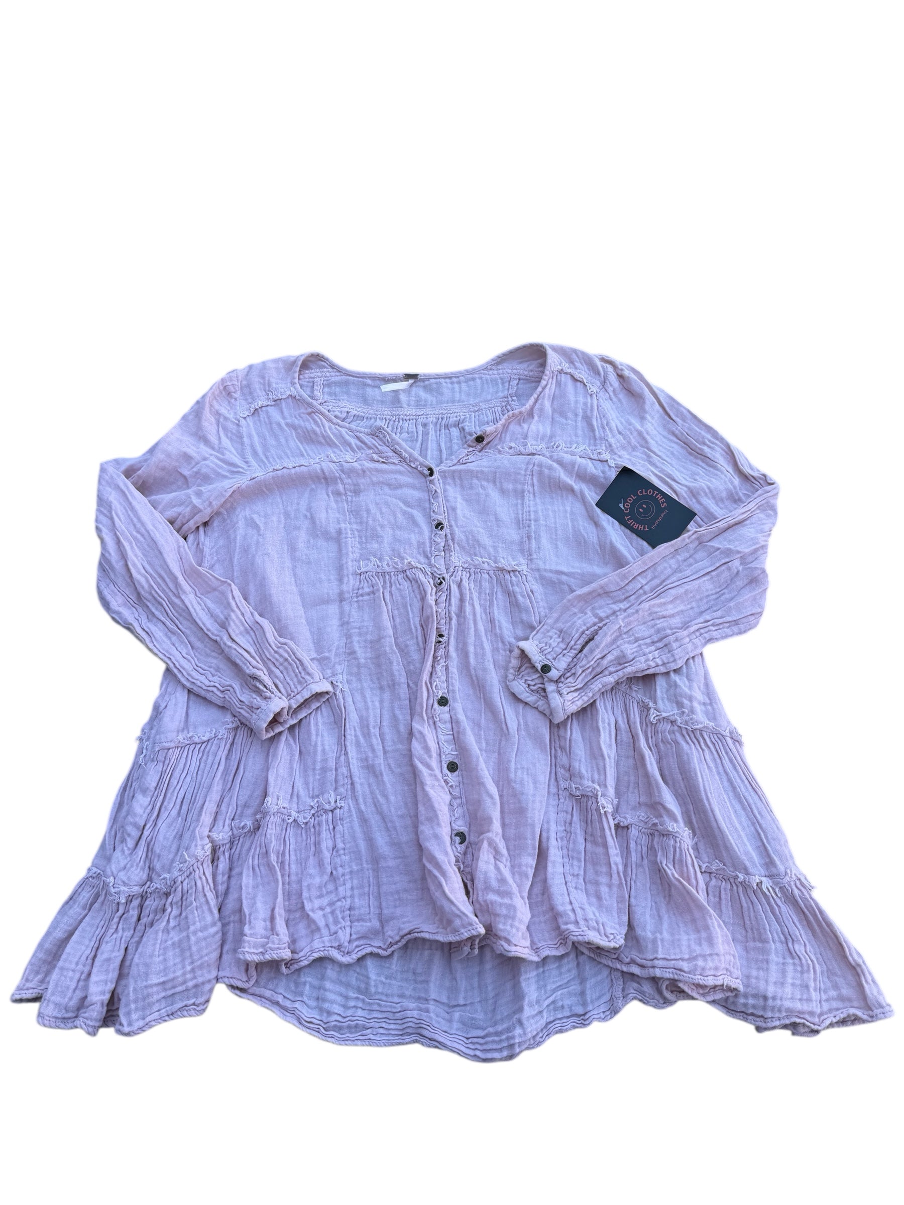 pink free people patchwork blouse, s