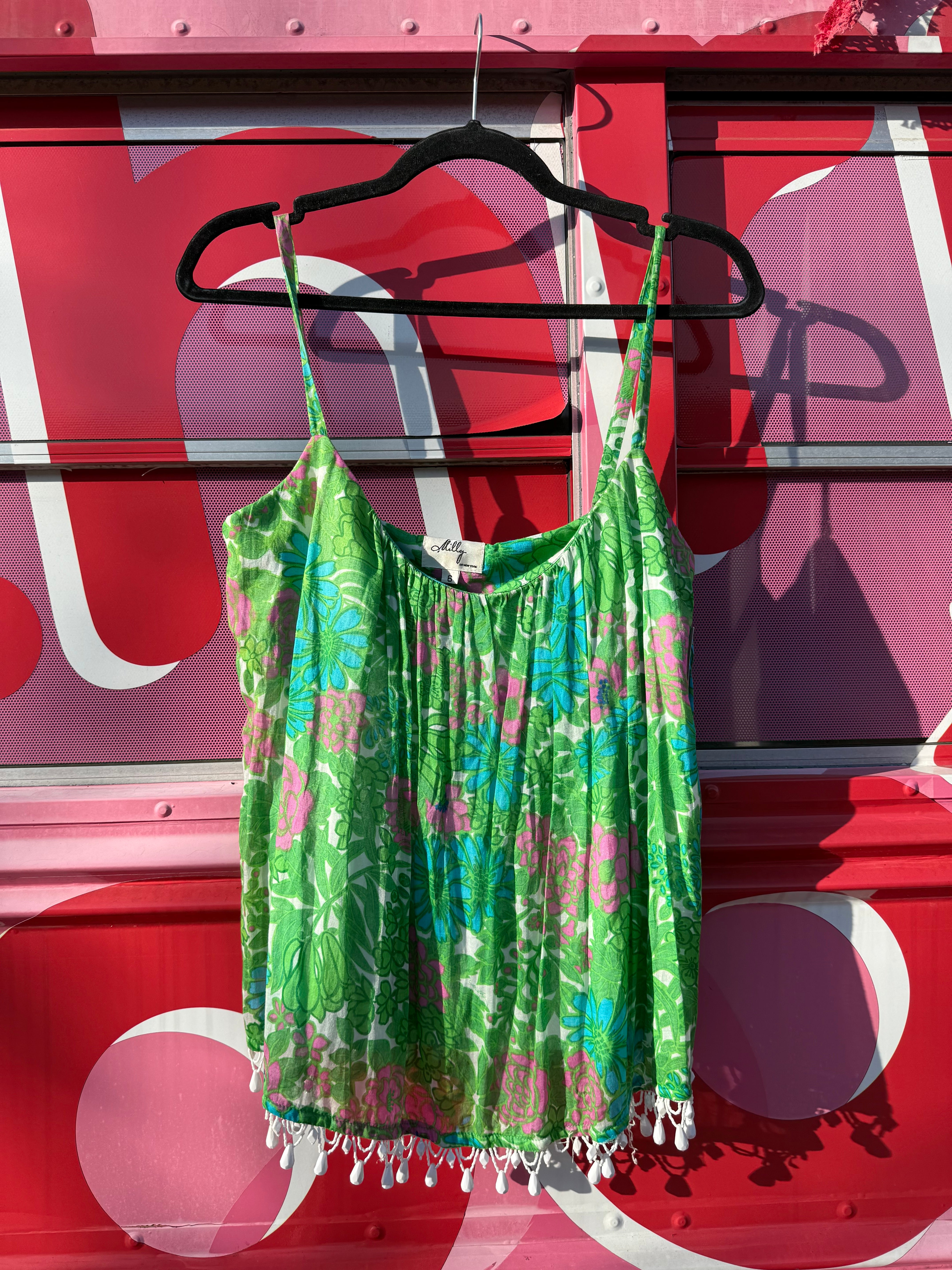 green pink blue Lily pulitzer floral beaded top, 6