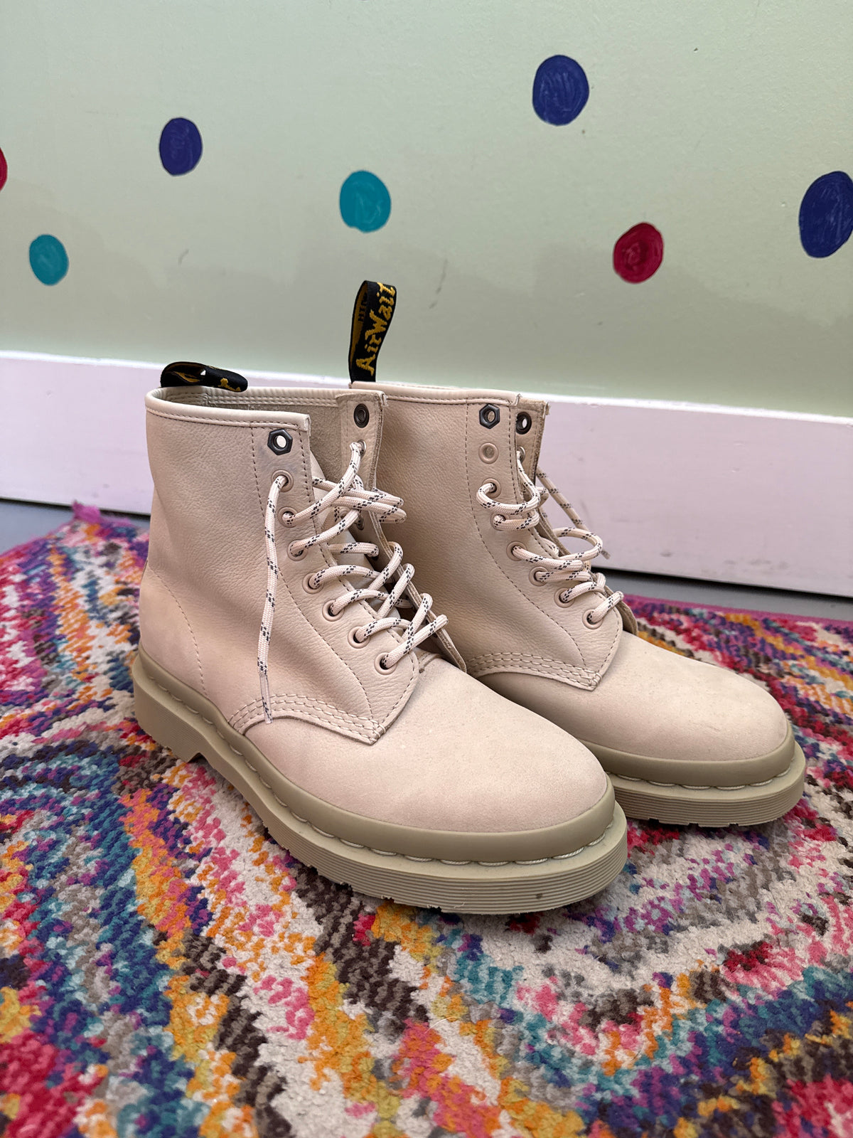 tan Doc martens combat boots, 8