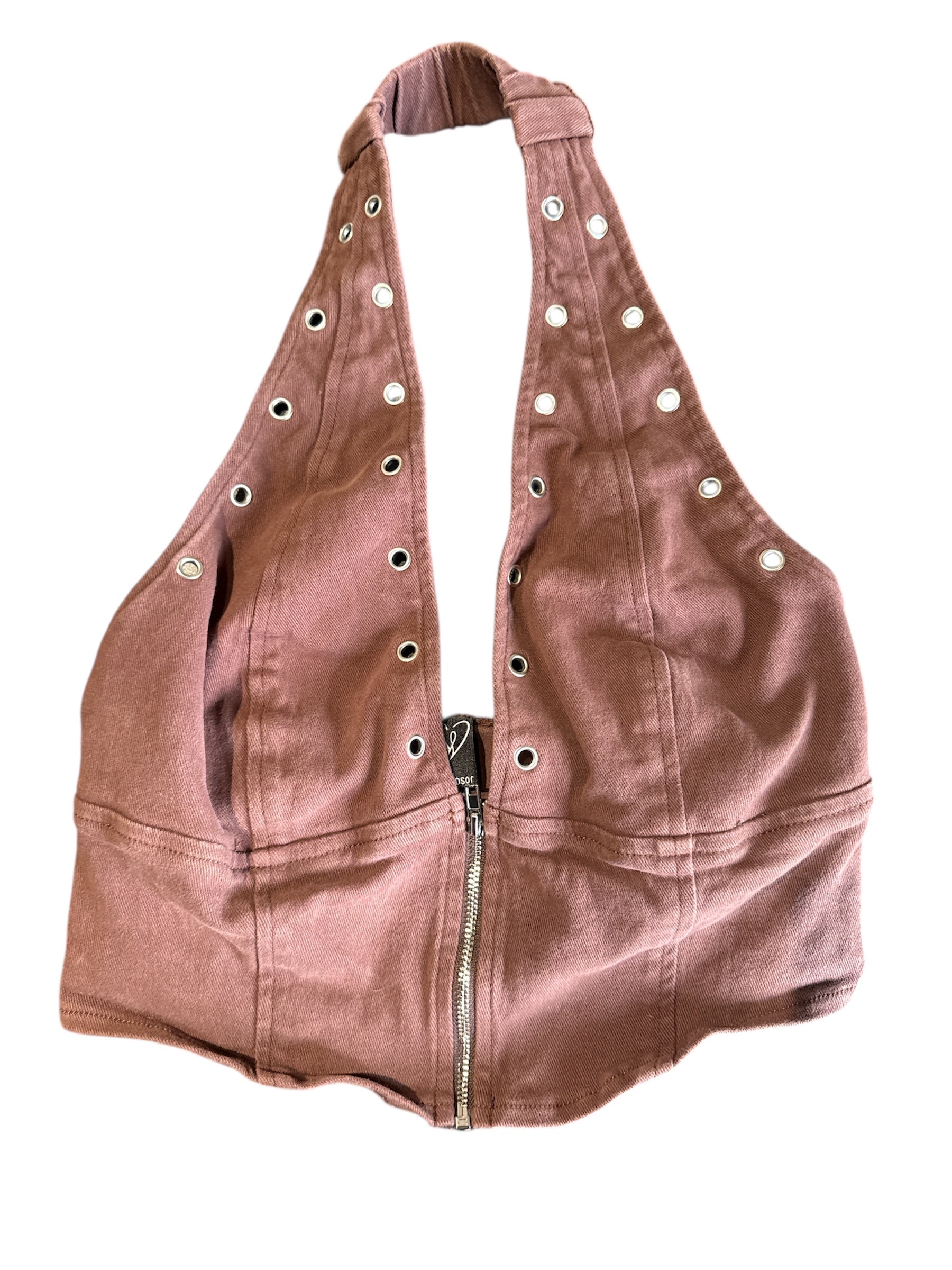 brown windsor halter top w grommets, m