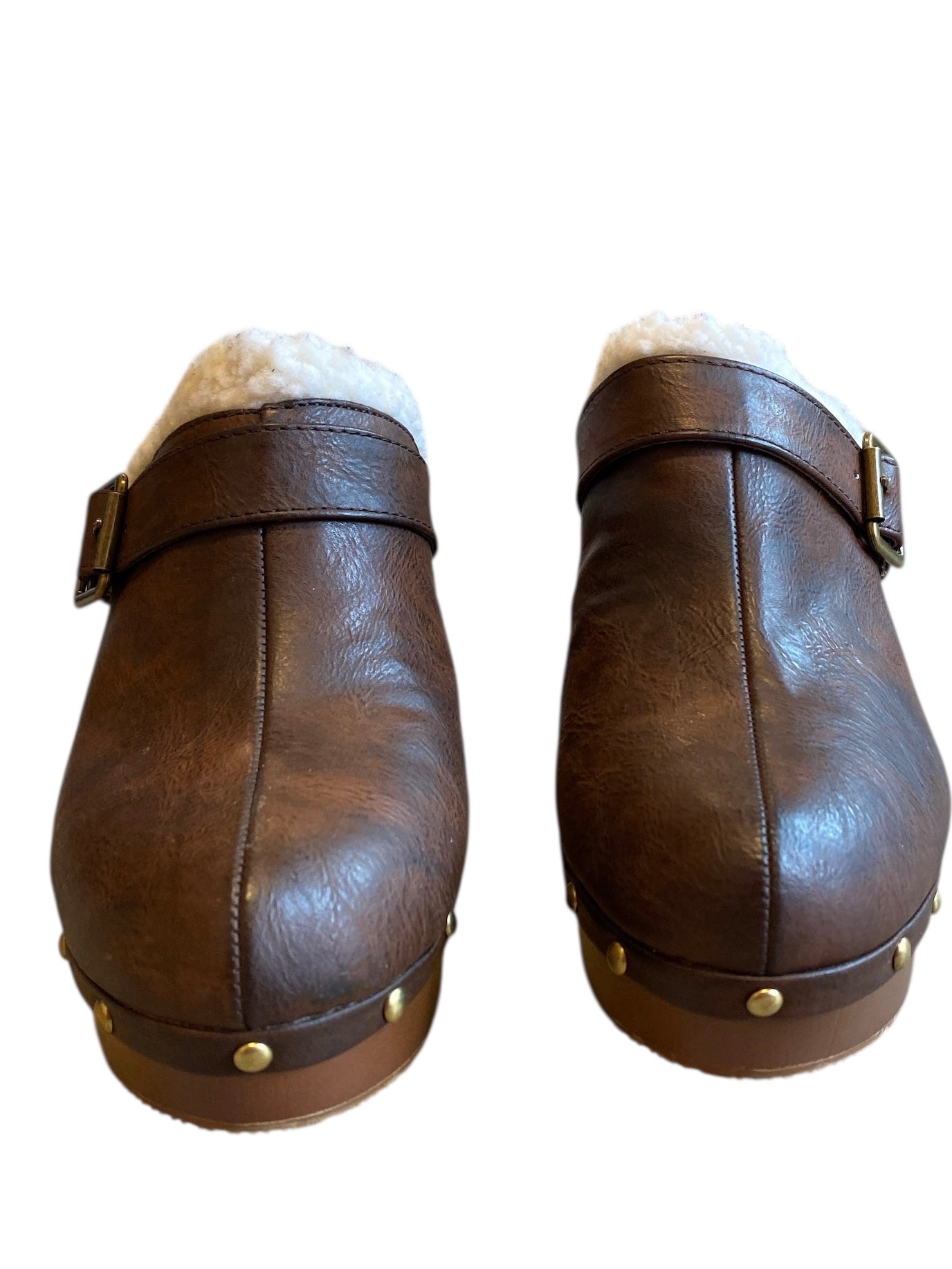 brown cato sherpa trim clogs, 10