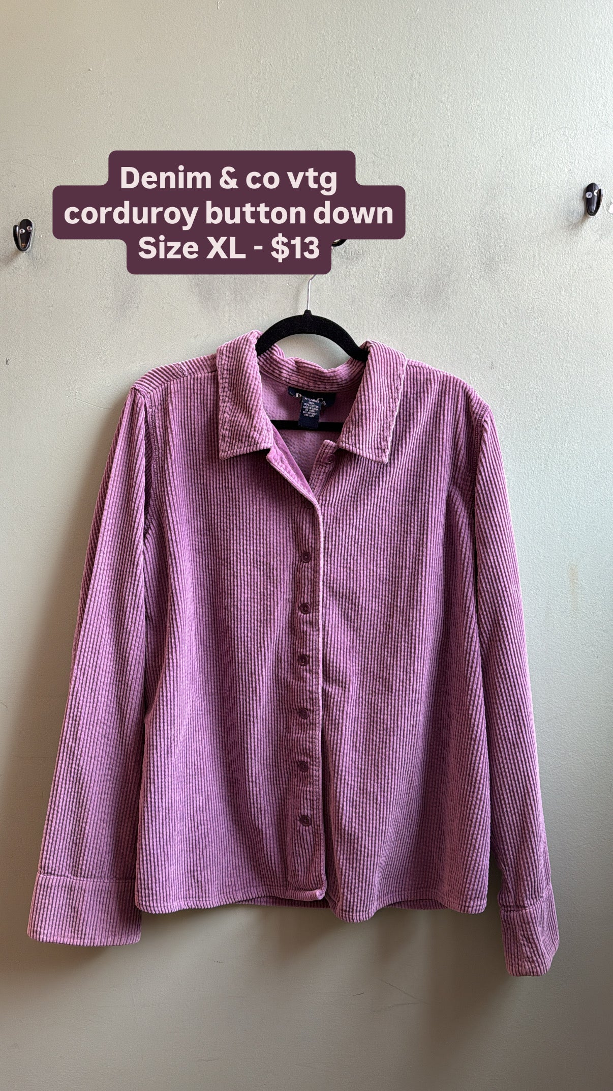 Purple denim & co Cord button down, Xl